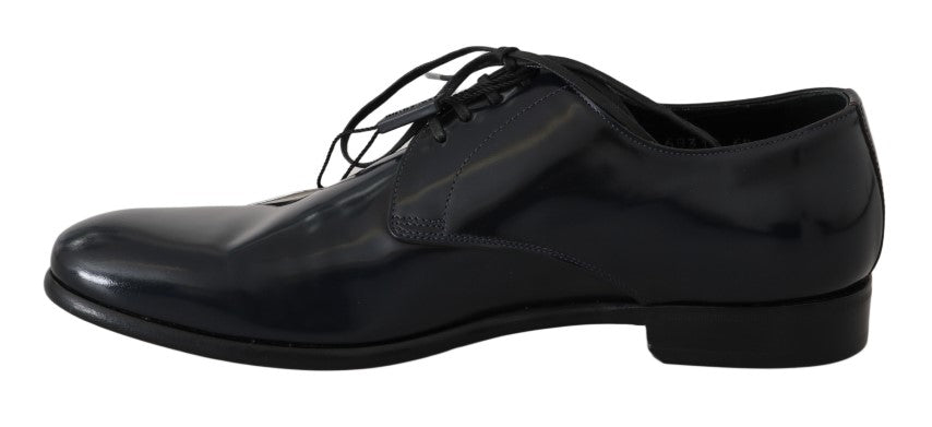 Dolce & Gabbana Blue Leather Polished Dress Derby Shoes LUNESCAPE