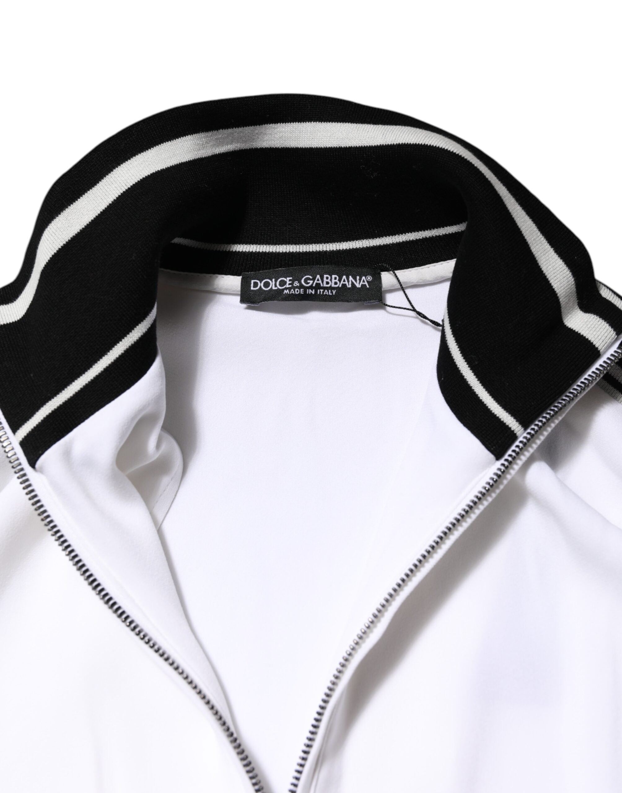 Dolce & Gabbana White Viscose Logo Women Full Zip Jacket