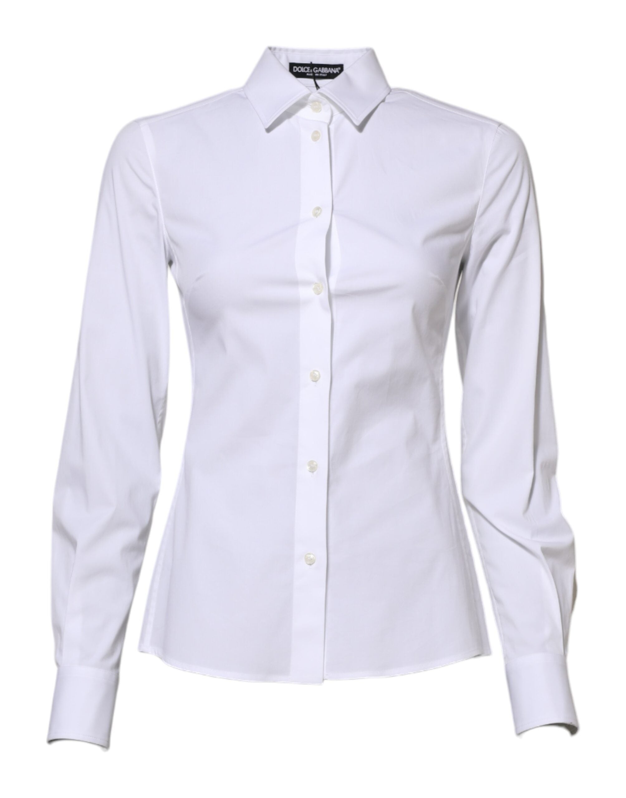 Dolce & Gabbana White Cotton Long Sleeves Collared Shirt Top LUNESCAPE