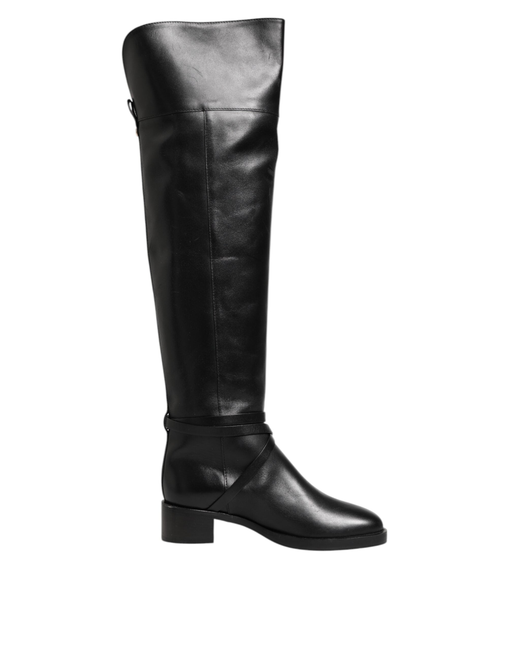 Elisabetta Franchi Black Leather Buckled High Boots LUNESCAPE