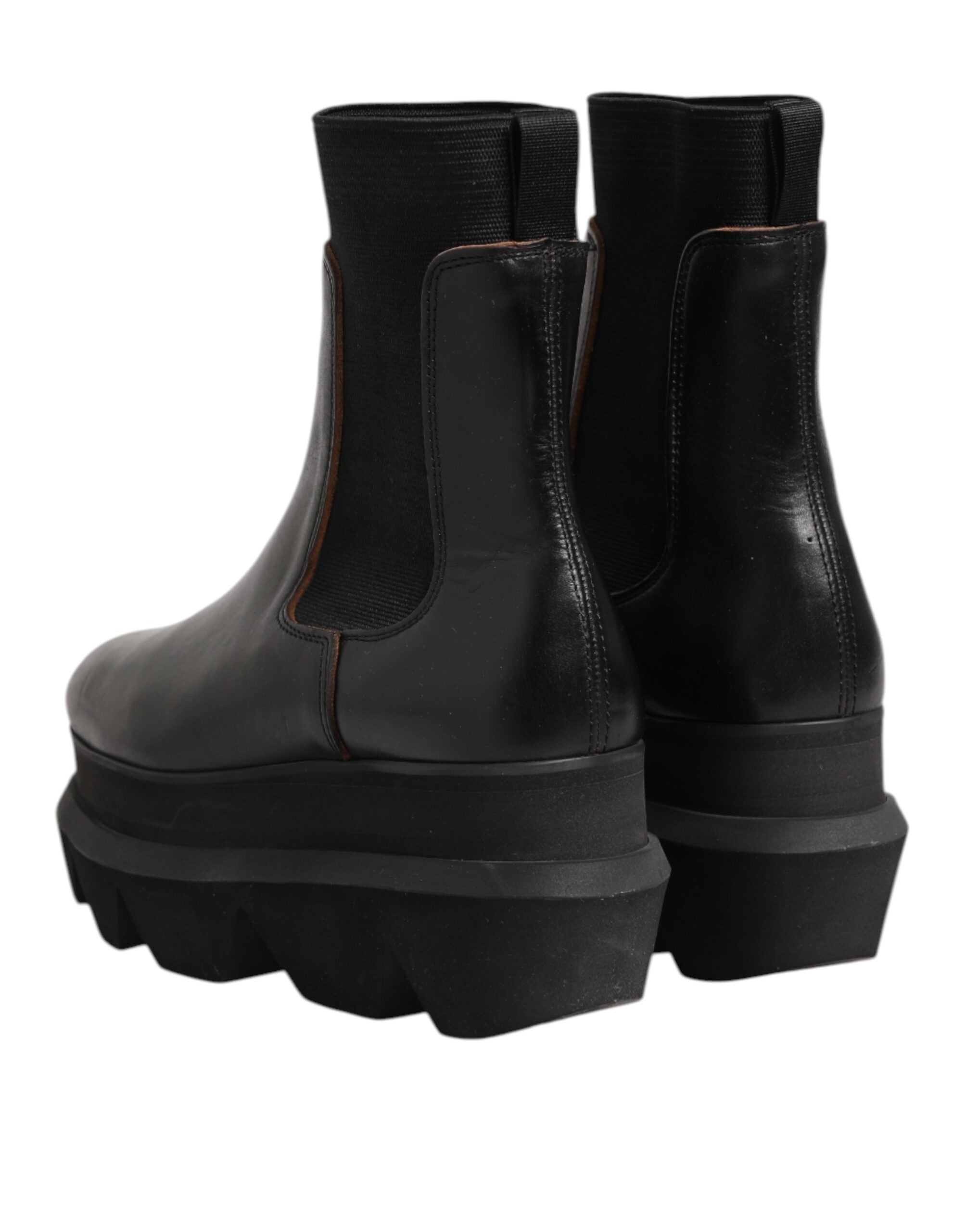 Sacai Black Chelsea Leather Pull On Women Ankle Boots Shoes