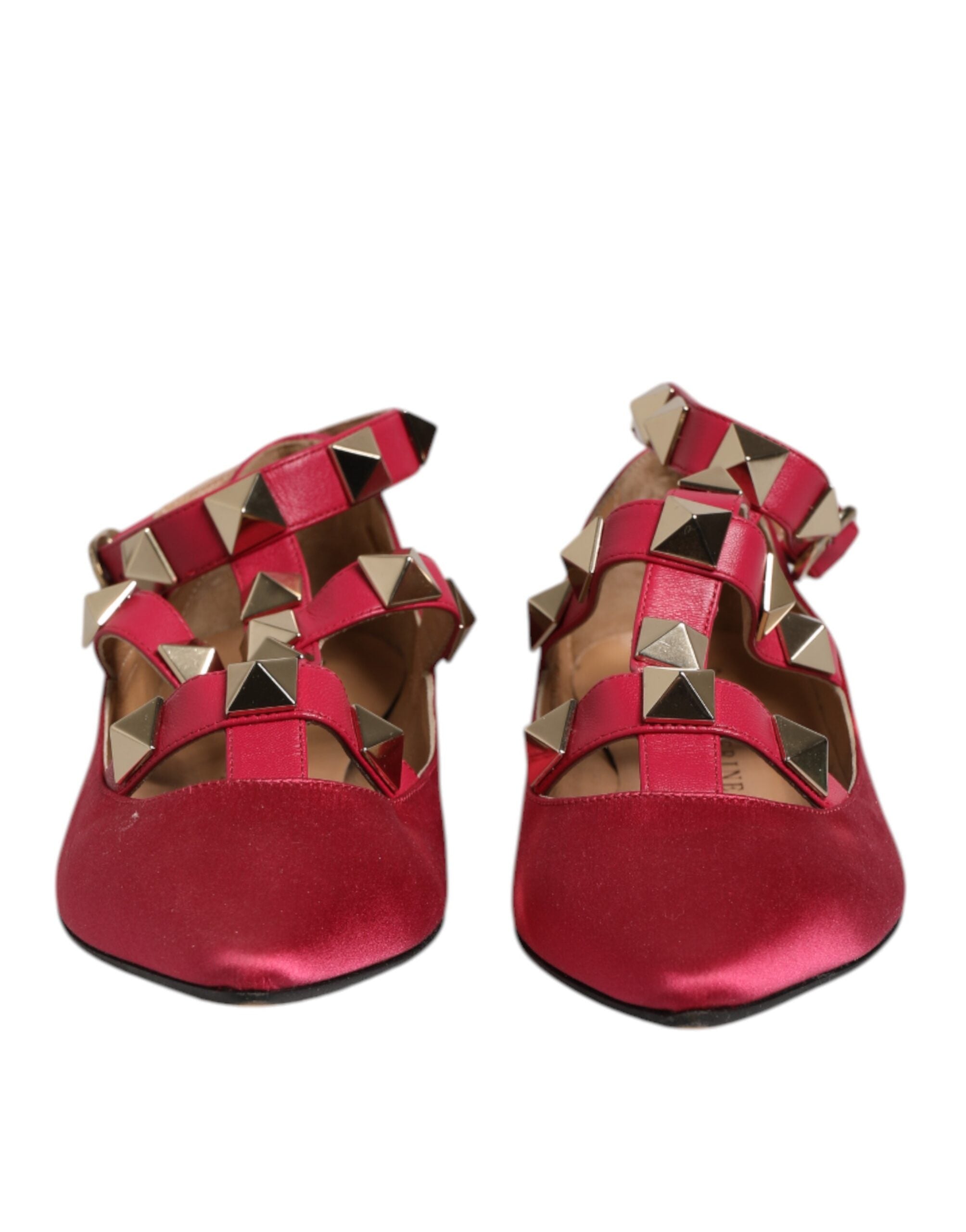 Prosperine Red Gold Studded Pointed Toe Ballet Flats LUNESCAPE