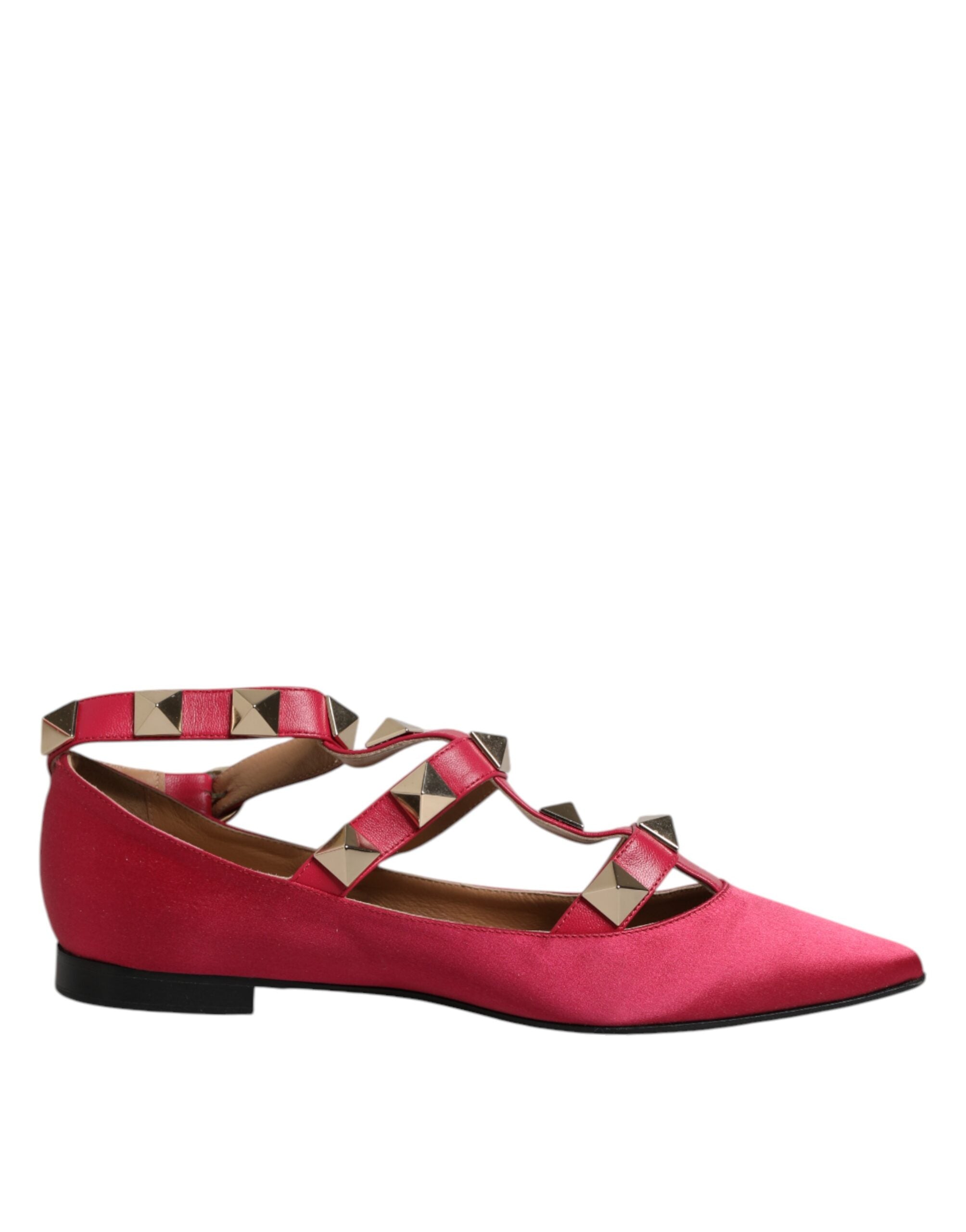 Prosperine Red Gold Studded Pointed Toe Ballet Flats LUNESCAPE