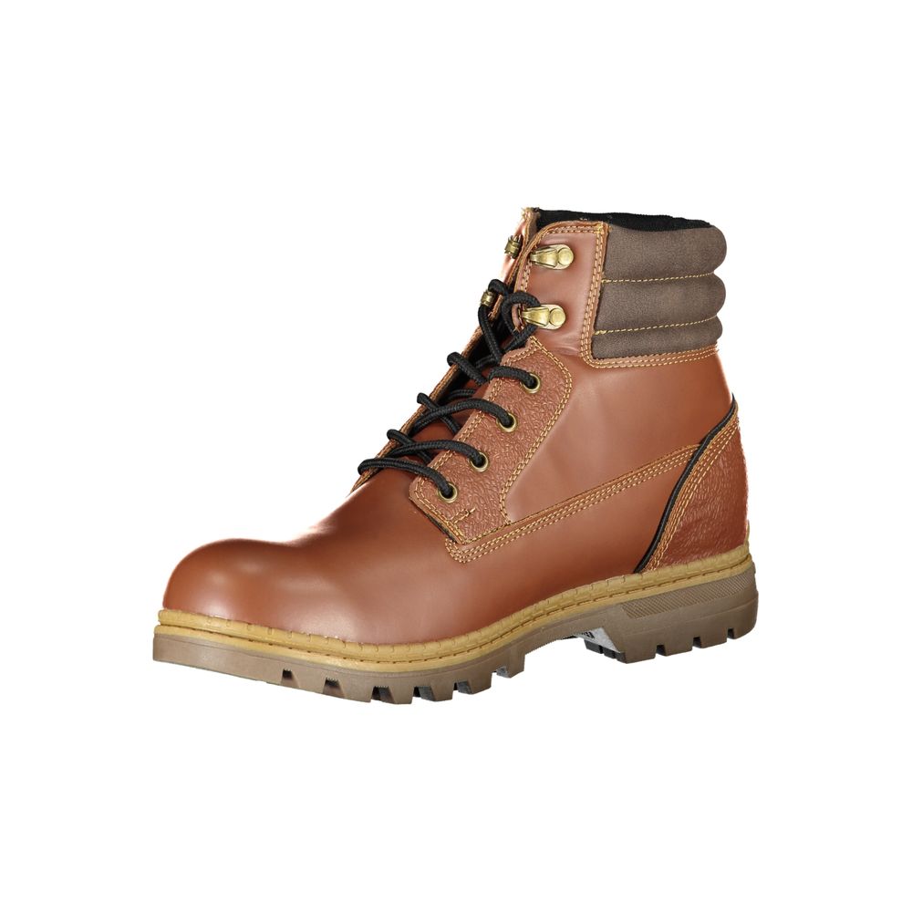 Carrera Brown Leather Lace Up Combat Boot High Traction Sole LUNESCAPE