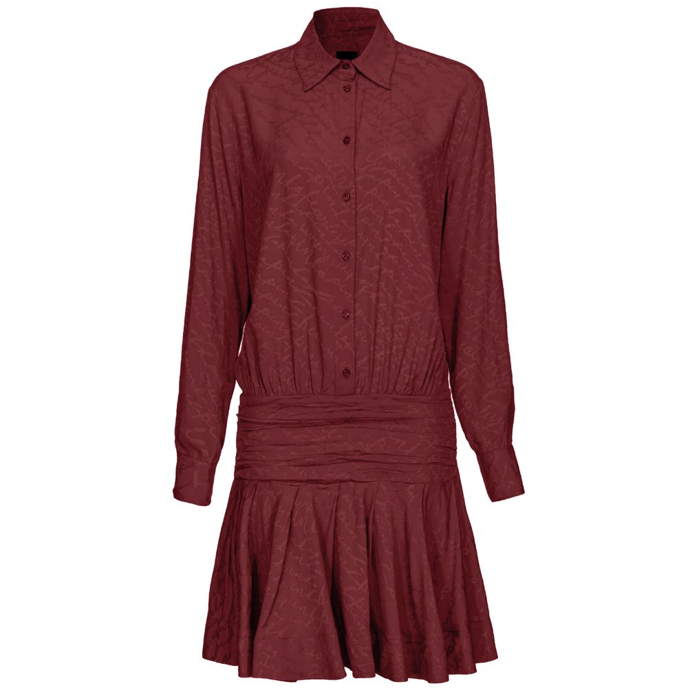 PINKO Red Silk Women Knee Length Button Front Swing Dress LUNESCAPE
