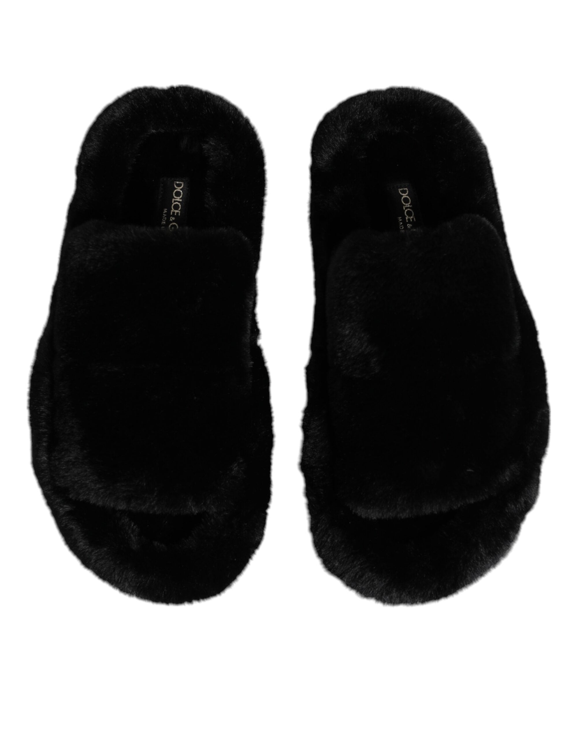 Dolce & Gabbana Black Polyester Velvet Slipper