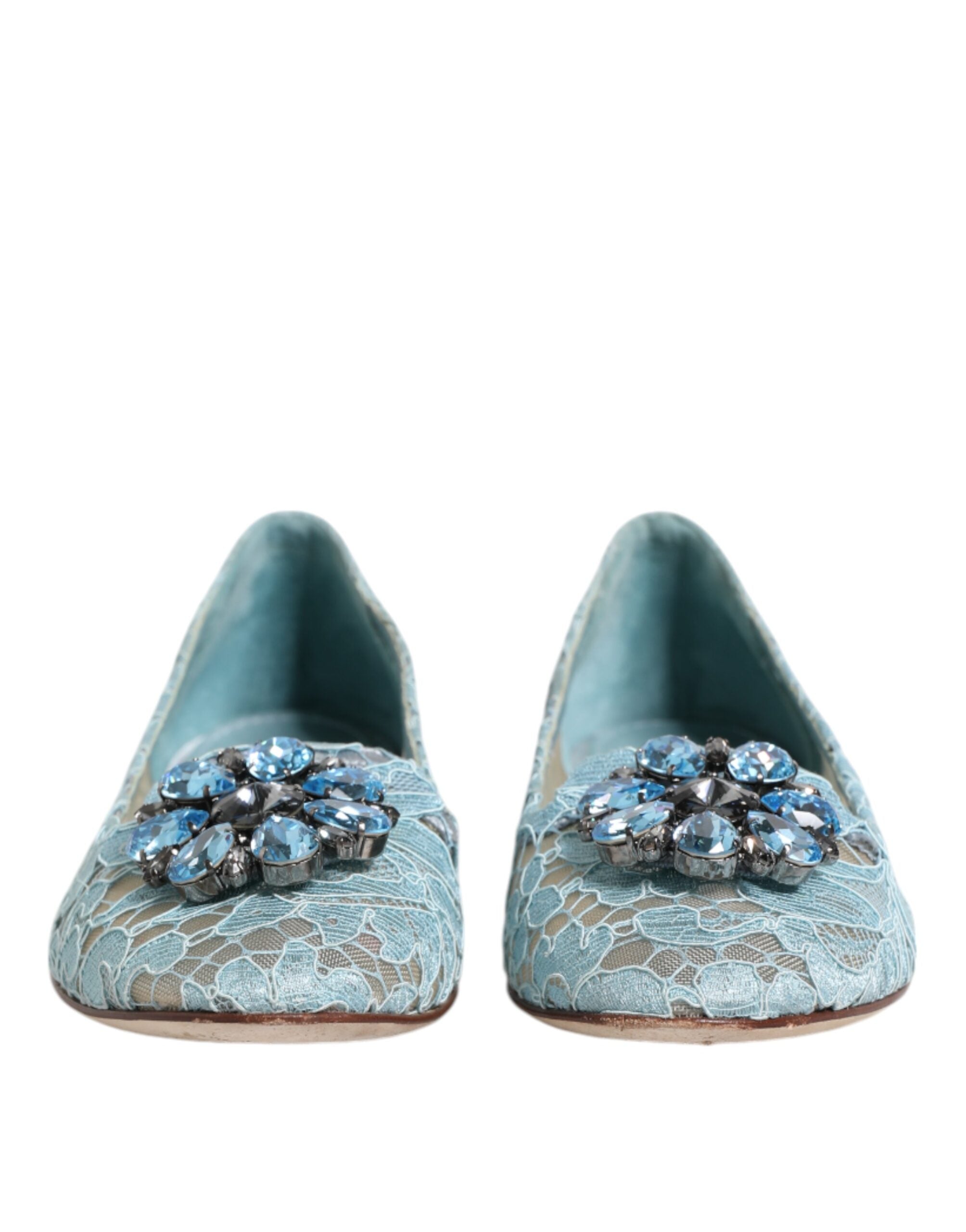 Dolce & Gabbana Blue Lace Crystal Ballet Flats LUNESCAPE