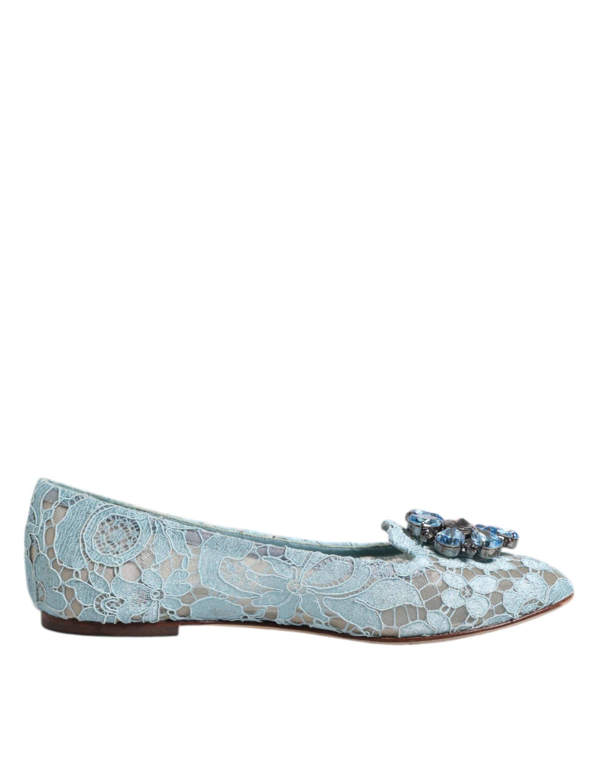 Dolce & Gabbana Blue Lace Crystal Ballet Flats LUNESCAPE