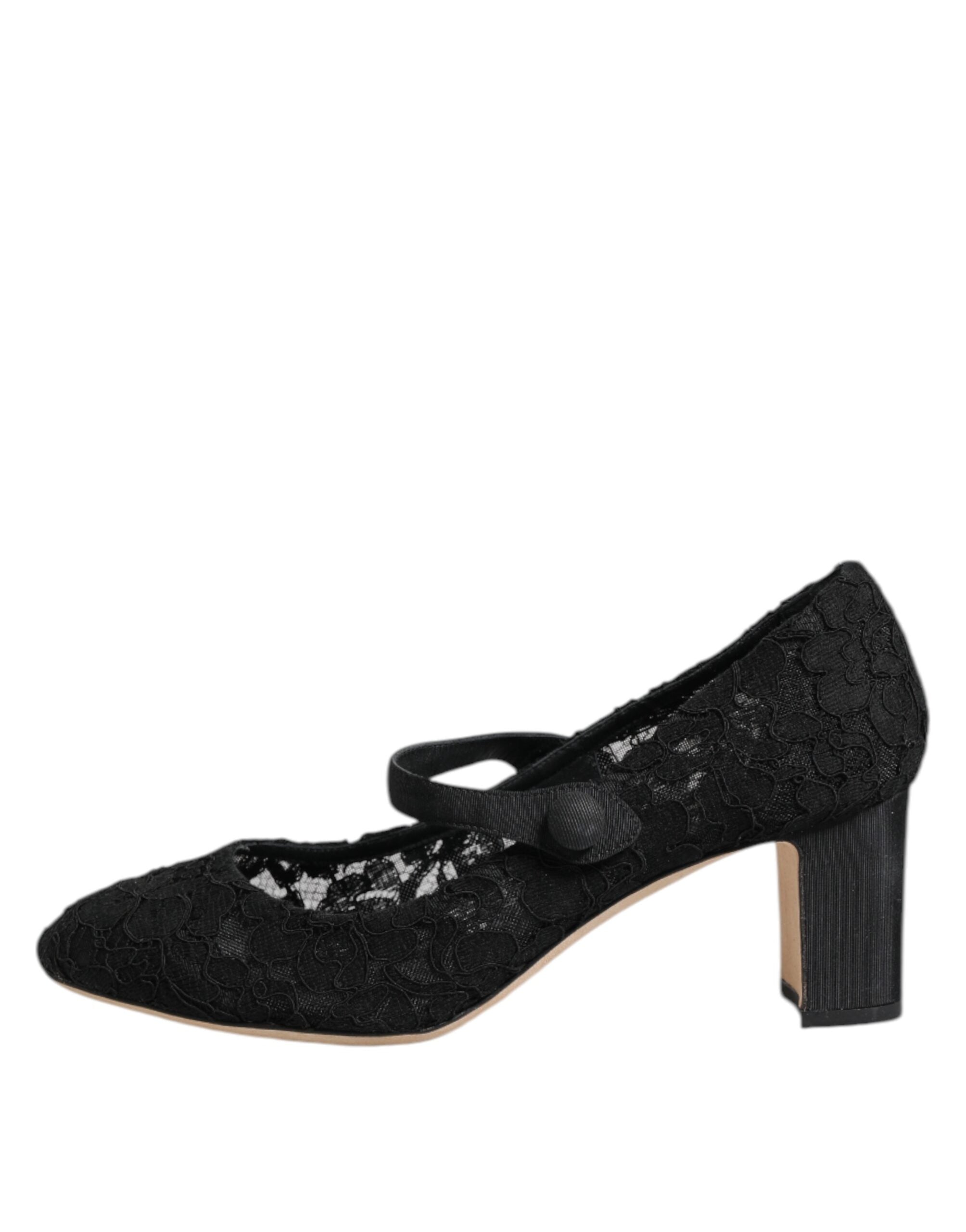 Dolce & Gabbana Black Mary Jane Taormina Lace Pumps Shoes LUNESCAPE
