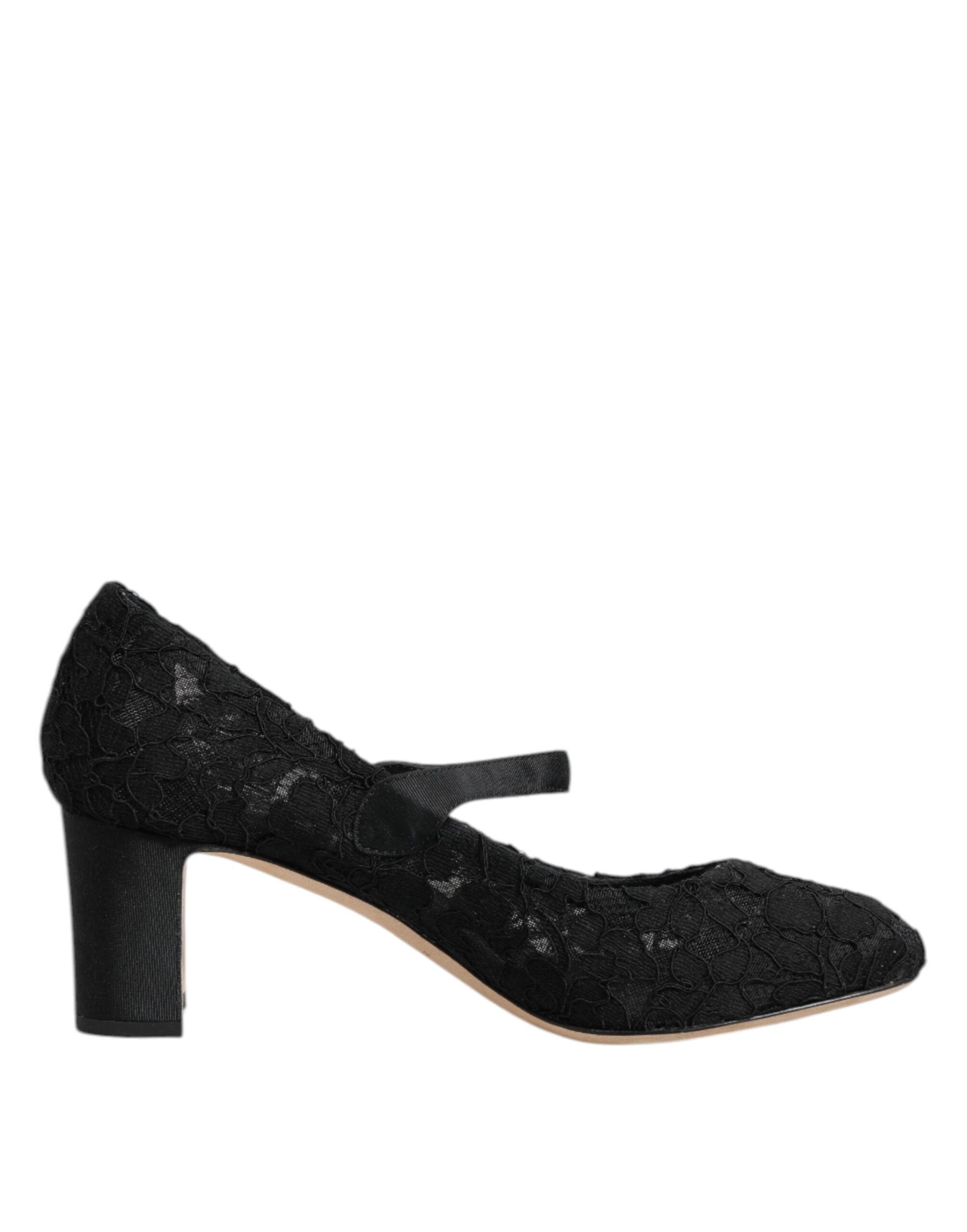 Dolce & Gabbana Black Mary Jane Taormina Lace Pumps Shoes LUNESCAPE