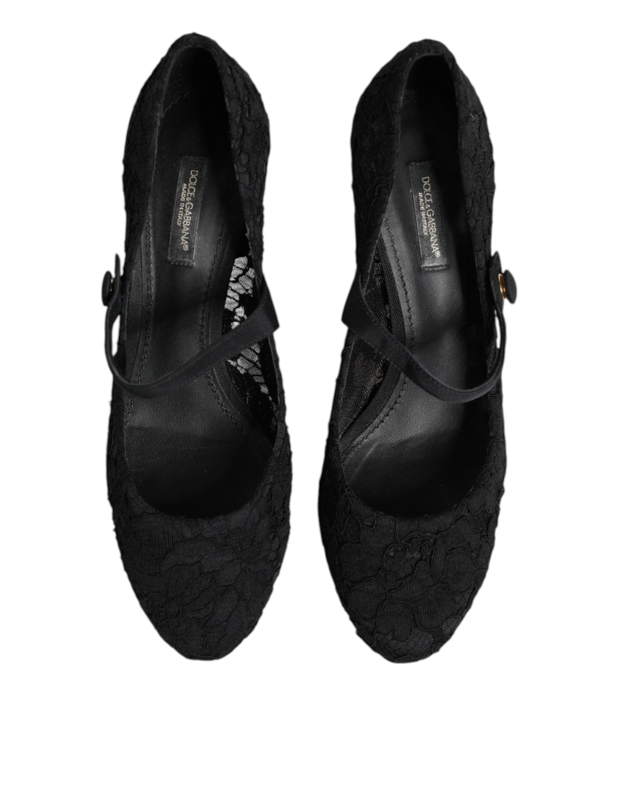 Dolce & Gabbana Black Mary Jane Taormina Lace Pumps Shoes LUNESCAPE