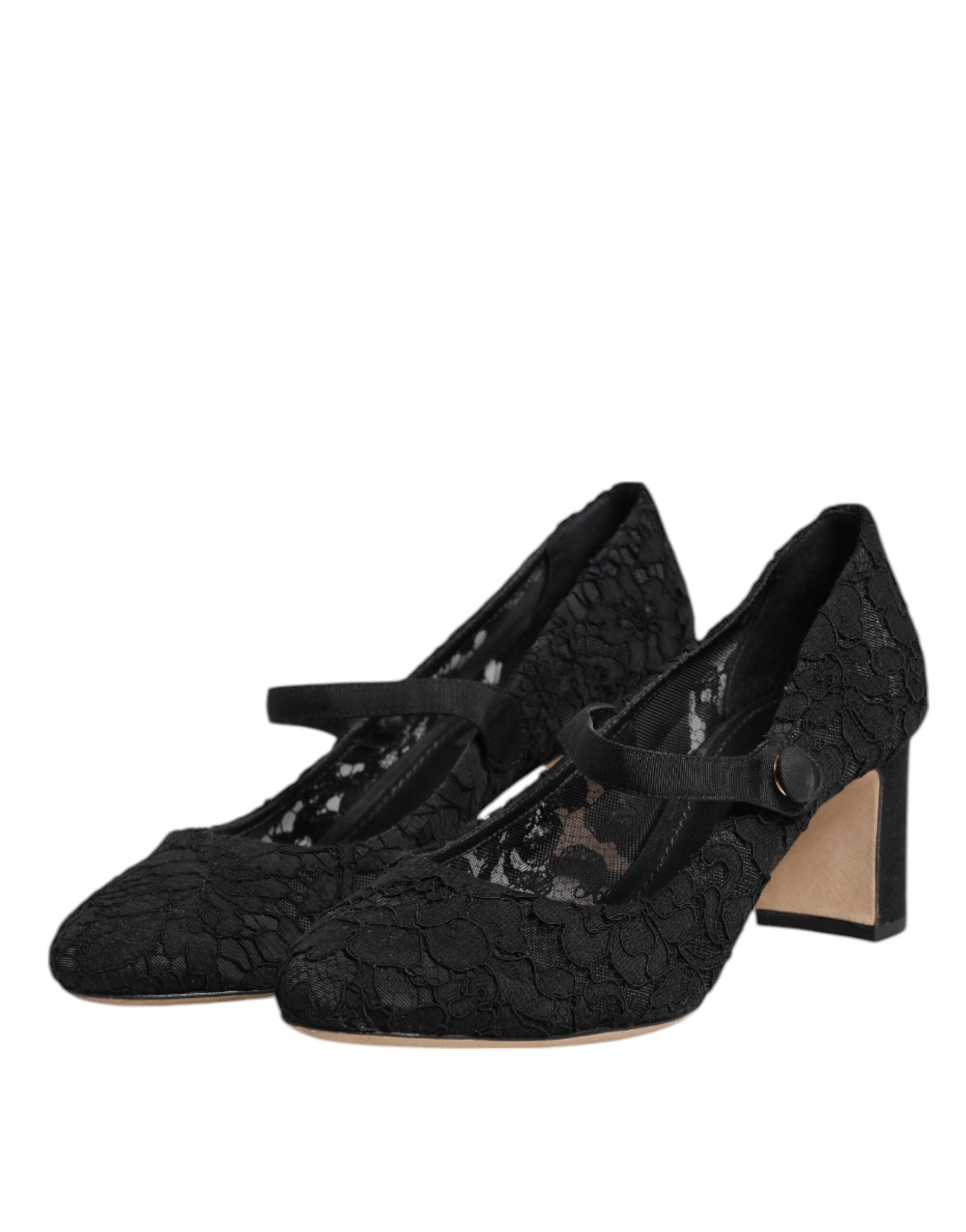 Dolce & Gabbana Black Mary Jane Taormina Lace Pumps Shoes LUNESCAPE