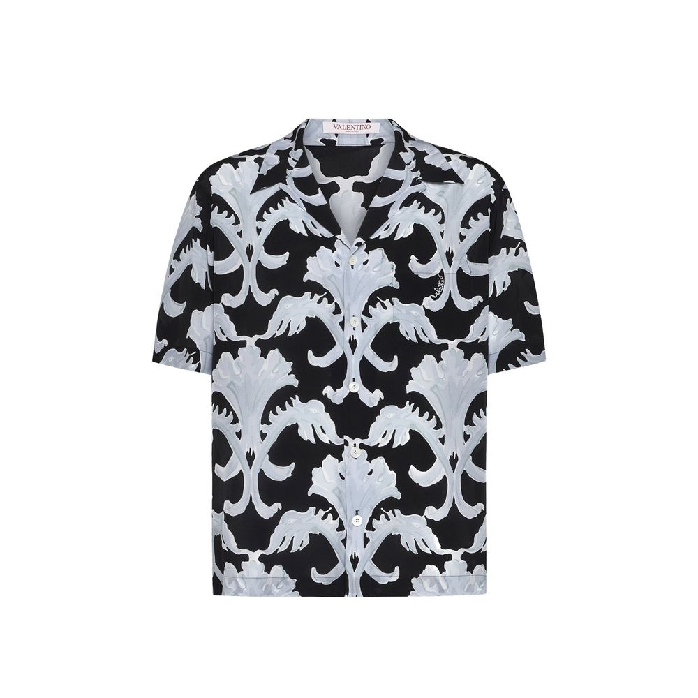 Valentino Garavani Metamorphos Wall Print Bowling Shirt LUNESCAPE