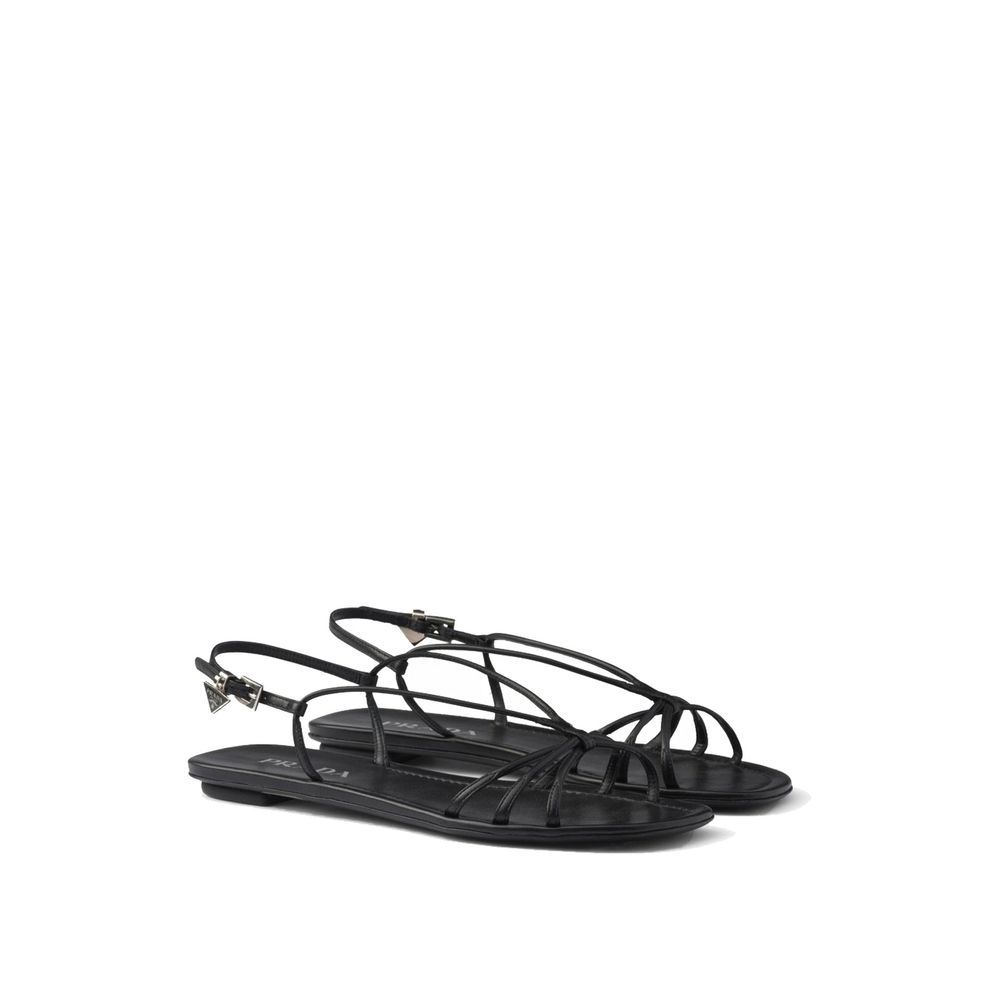 Prada Leather Slingback Flat Sandals LUNESCAPE