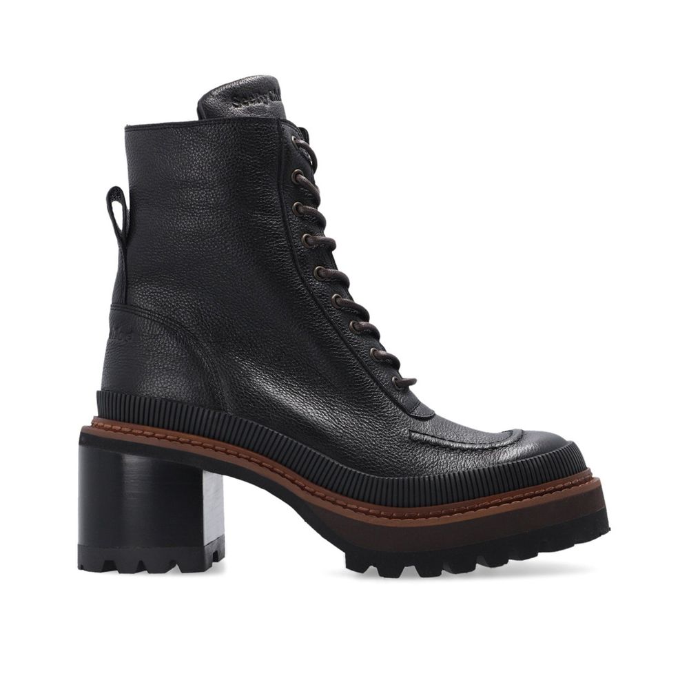 See By Chloé Mahalia Leather Lace-Up Combat Boots LUNESCAPE