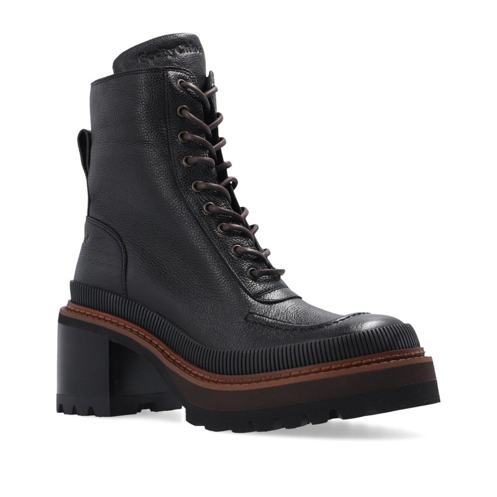 See By Chloé Mahalia Leather Lace-Up Combat Boots LUNESCAPE