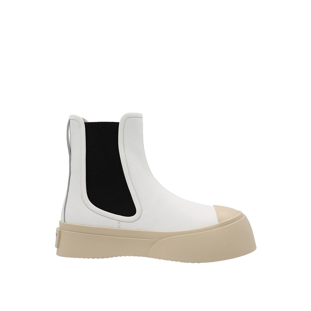 Marni Pablo Black and White Flatform Leather Chelsea Boots LUNESCAPE
