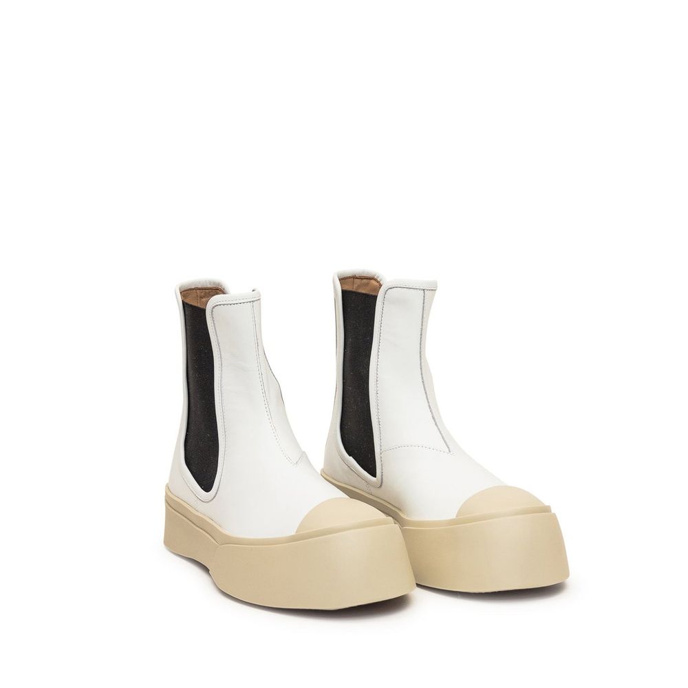 Marni Pablo Black and White Flatform Leather Chelsea Boots LUNESCAPE