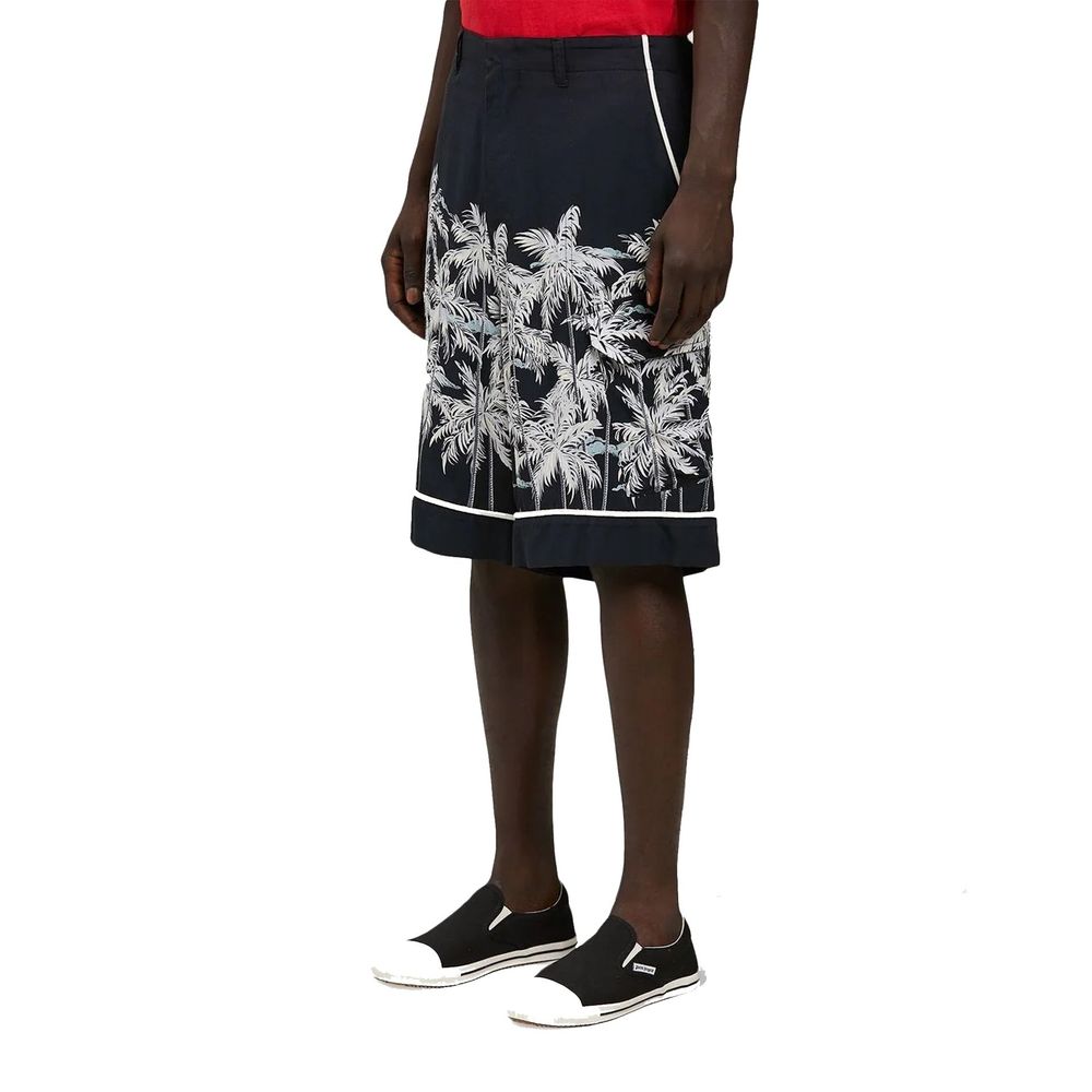 Palm Angels Black & Cream Palm Print Knee Length Bermuda Shorts LUNESCAPE