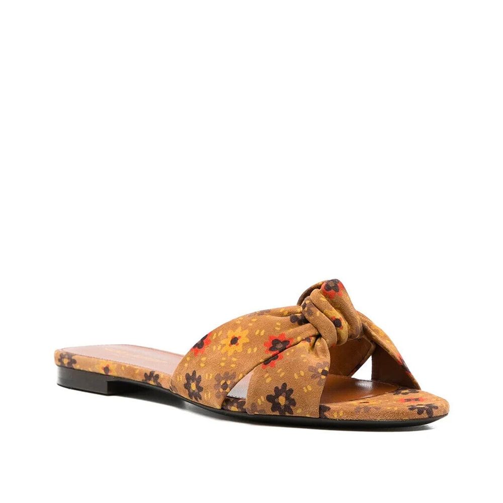 Saint Laurent Bianca Knotted Suede Slides LUNESCAPE