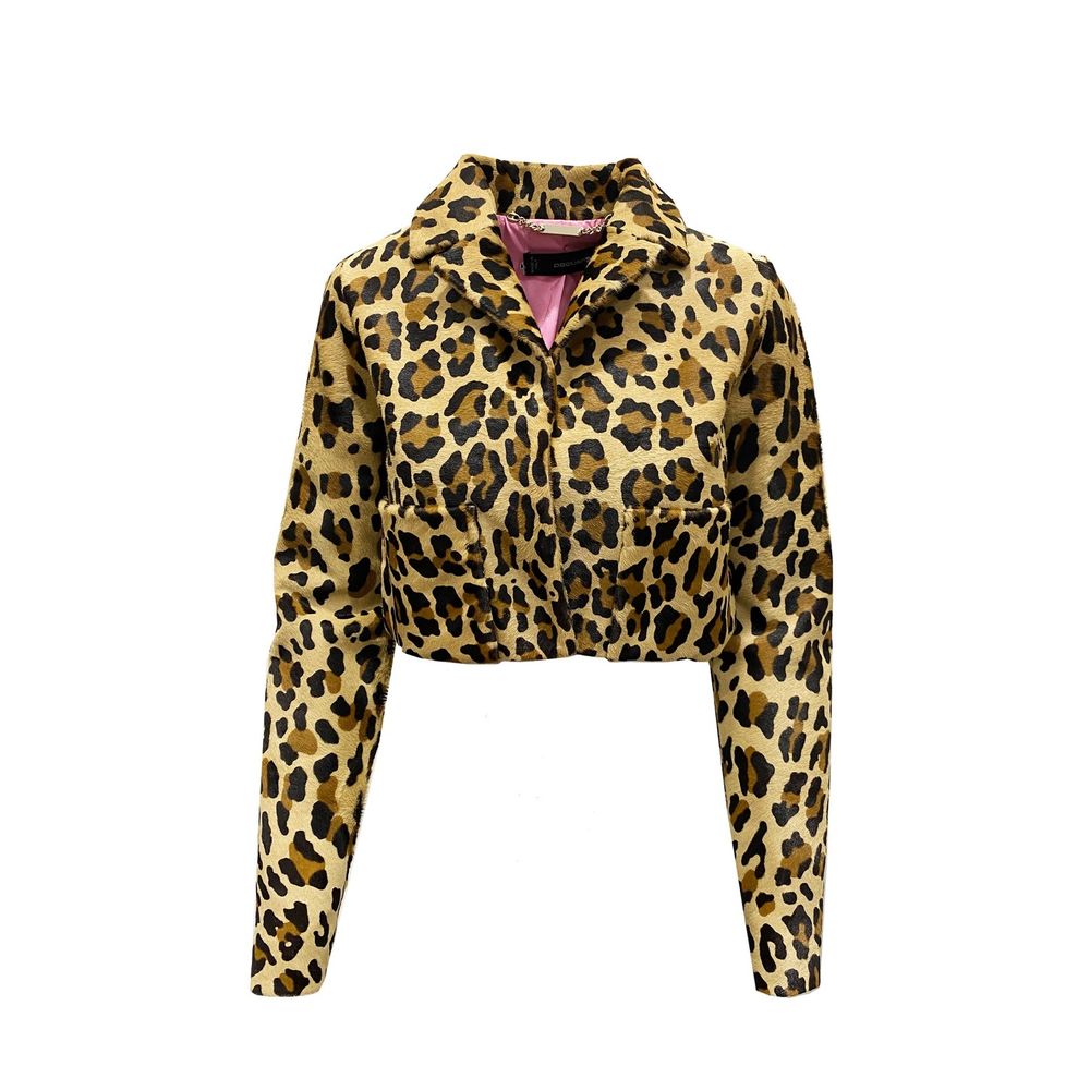 Dsquared² Leopard Calf Hair Cropped Jacket LUNESCAPE
