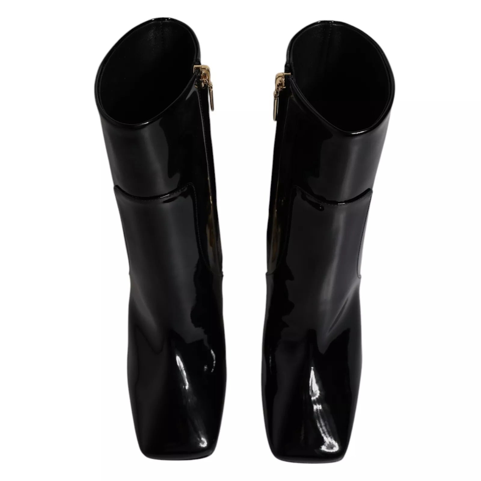 Dolce & Gabbana Black Jackie Leather Mid Calf Boots Shoes LUNESCAPE