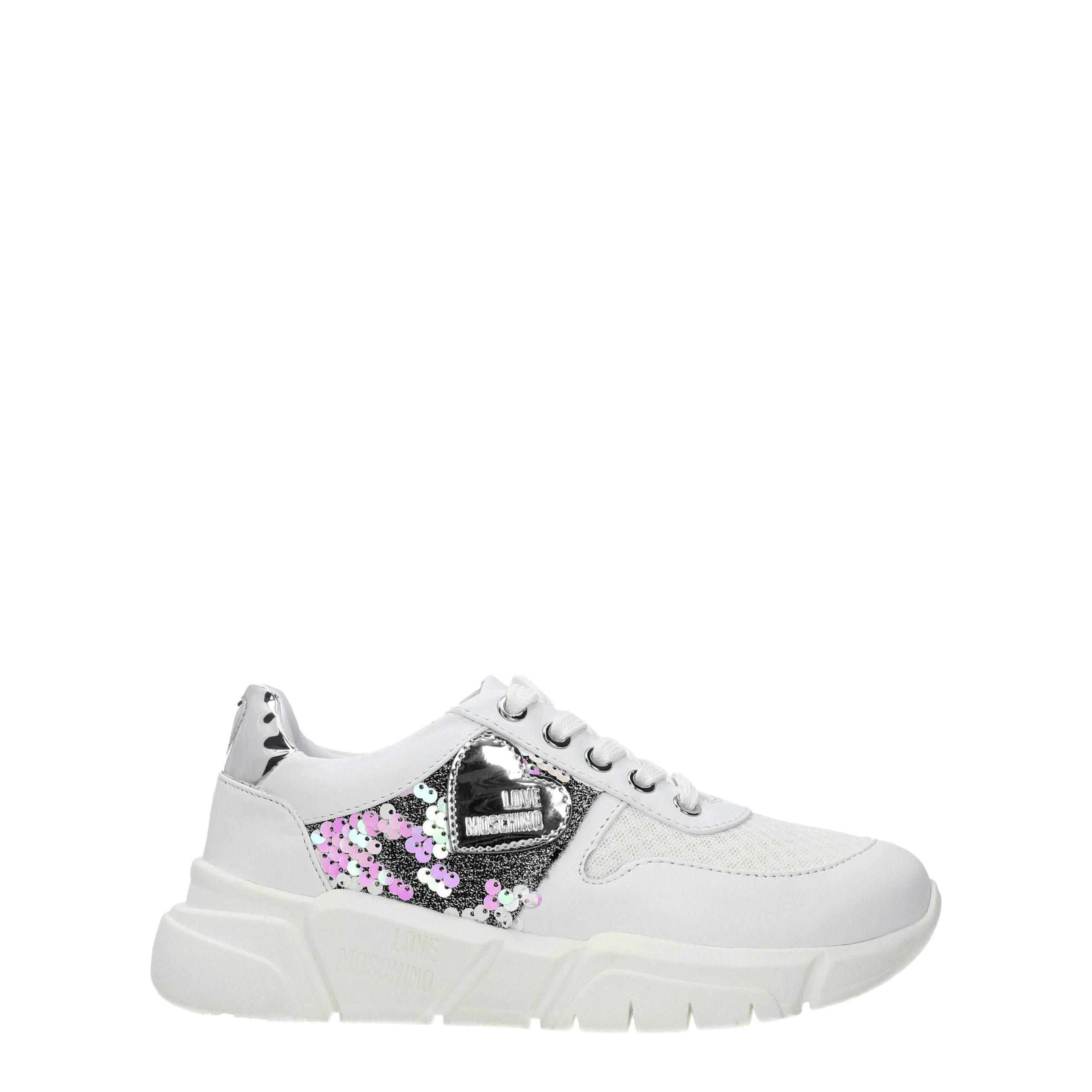 Love Moschino White Fabric Chunky Sneakers LUNESCAPE