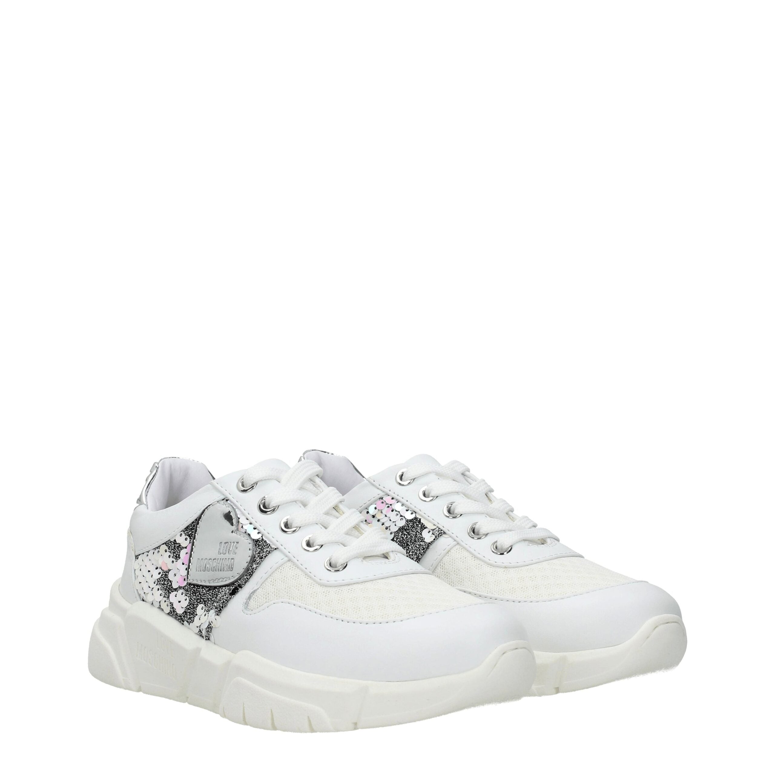 Love Moschino White Fabric Chunky Sneakers LUNESCAPE