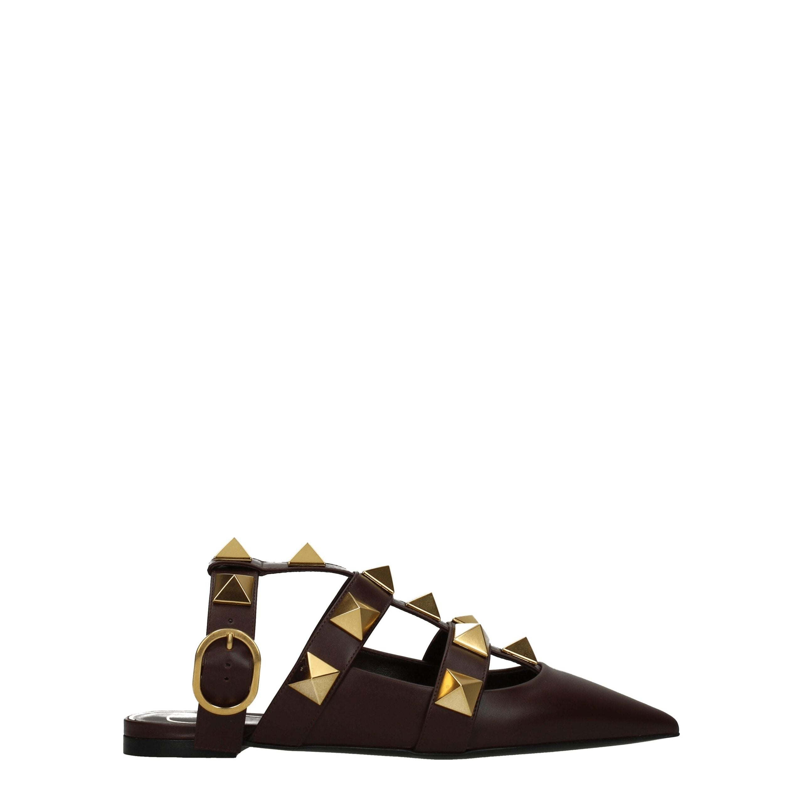 Valentino Garavani Brown Leather Flat Sandals LUNESCAPE
