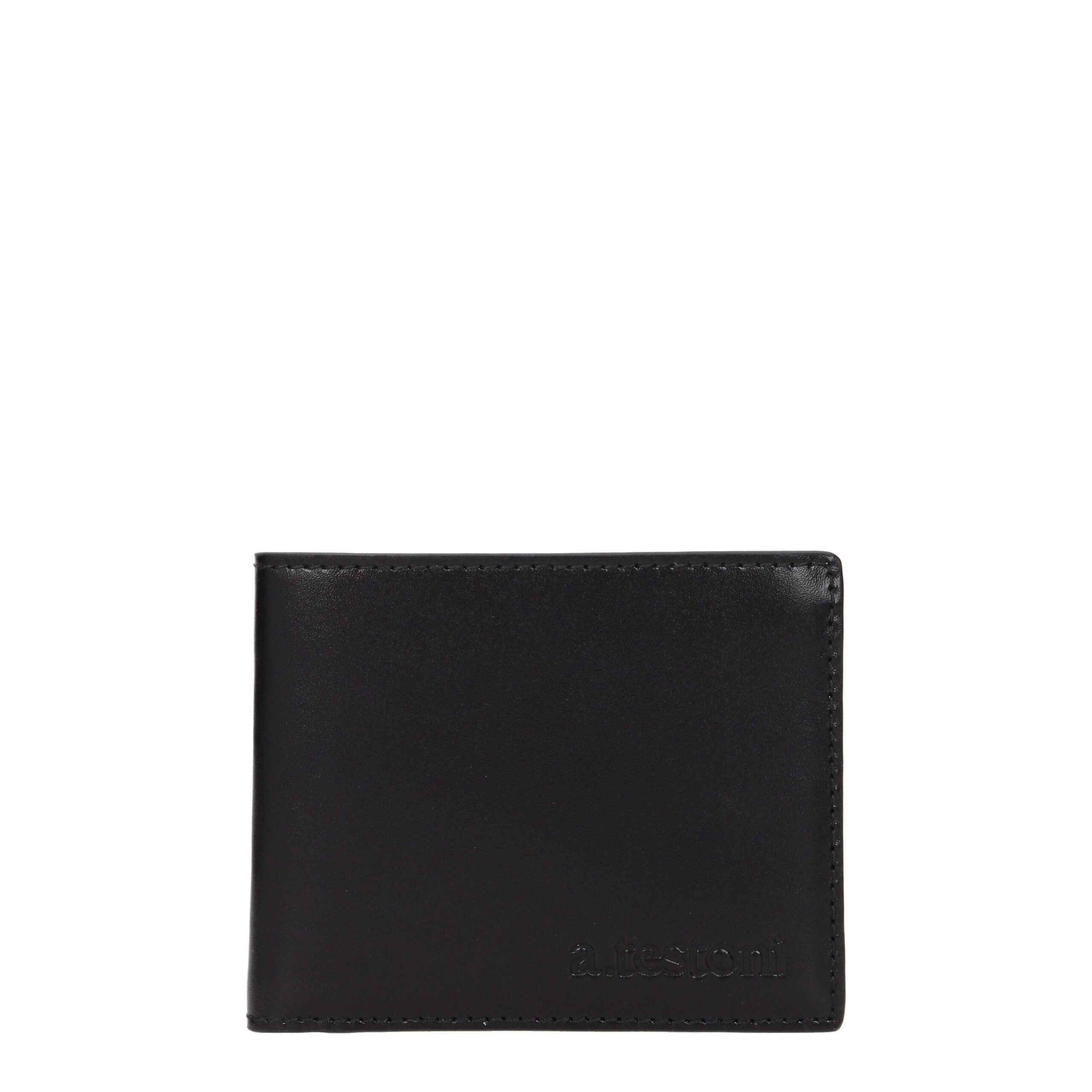Testoni Black Leather Wallets LUNESCAPE