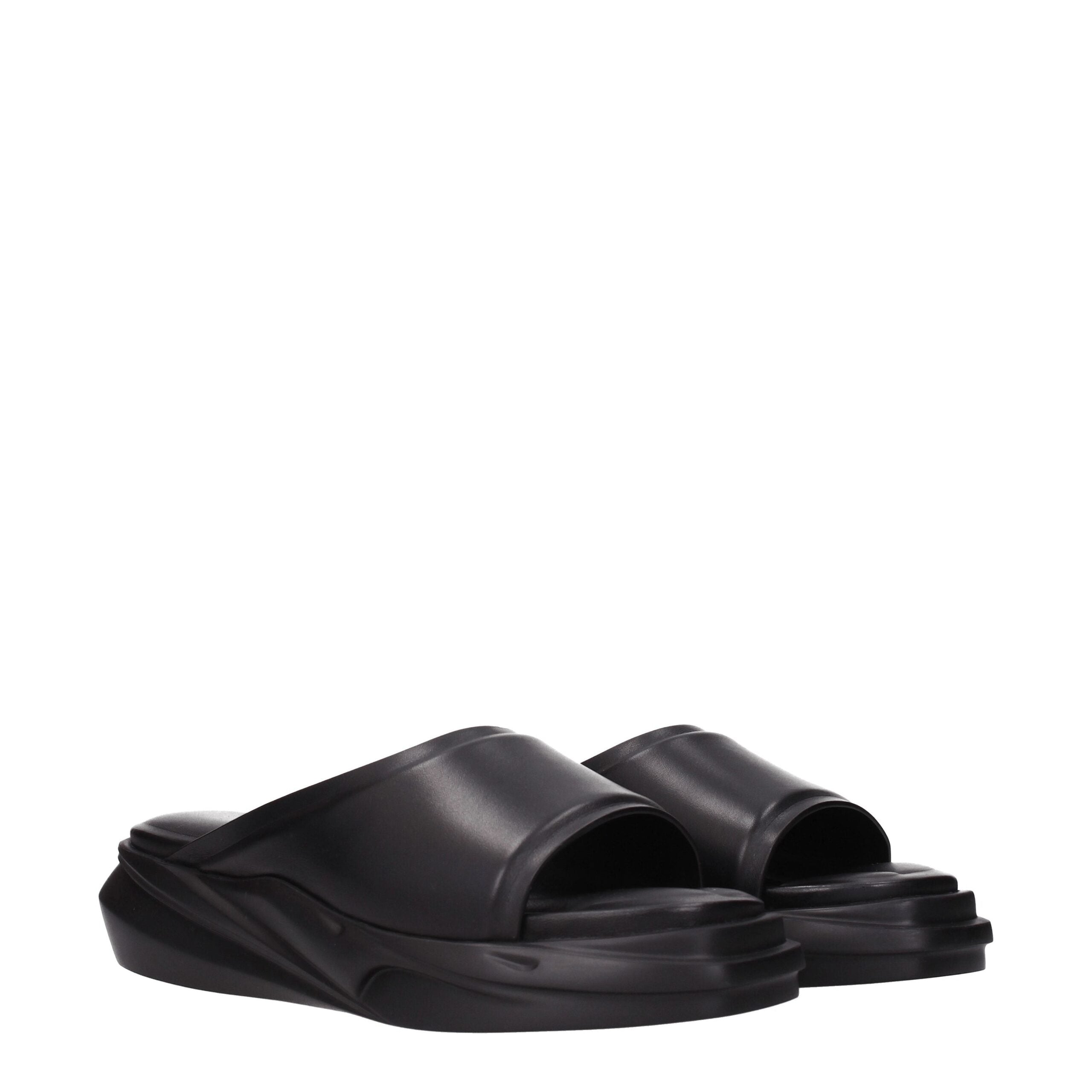 Alyx Black Leather Slippers Sandals LUNESCAPE