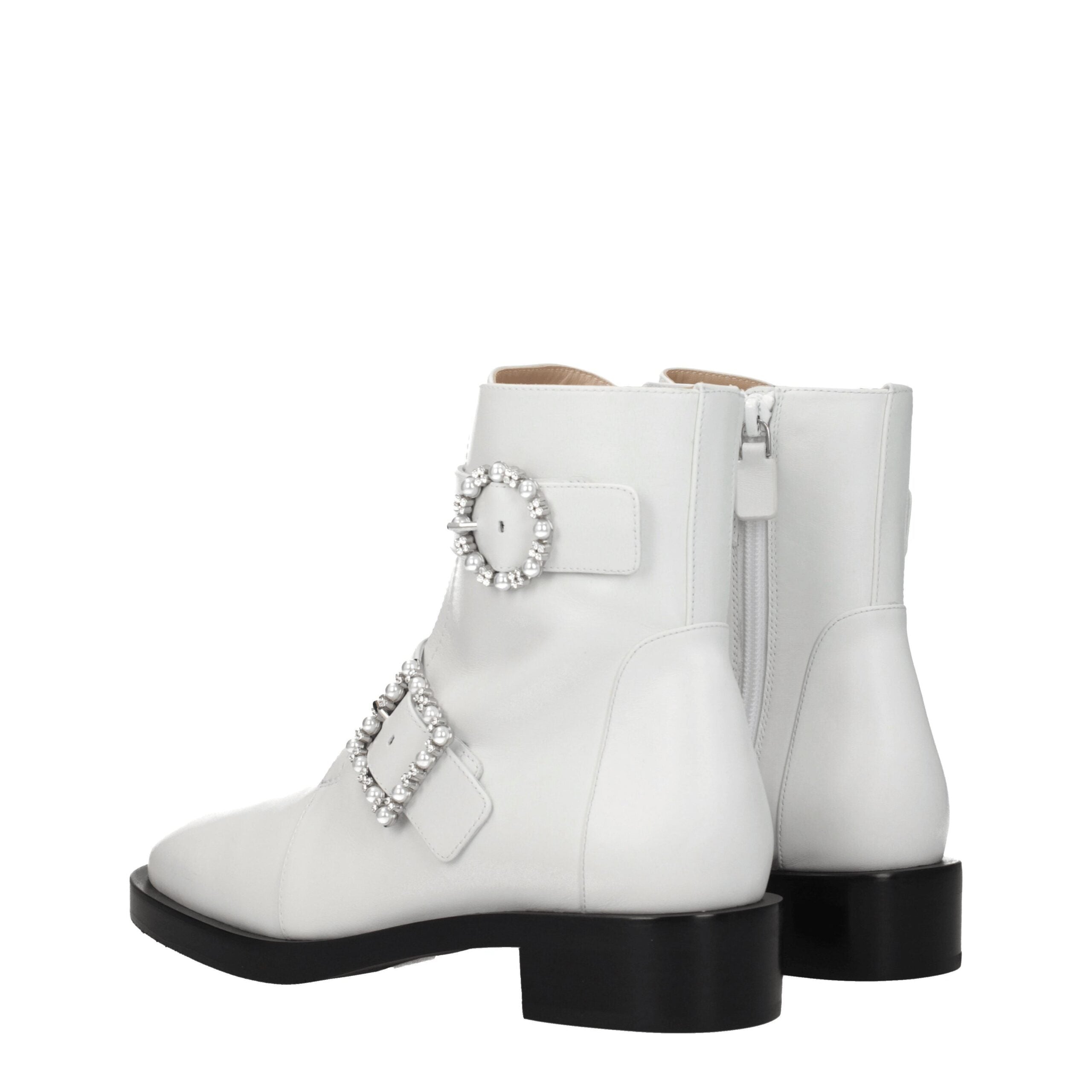 Stuart Weitzman White Leather Ankle Boots LUNESCAPE