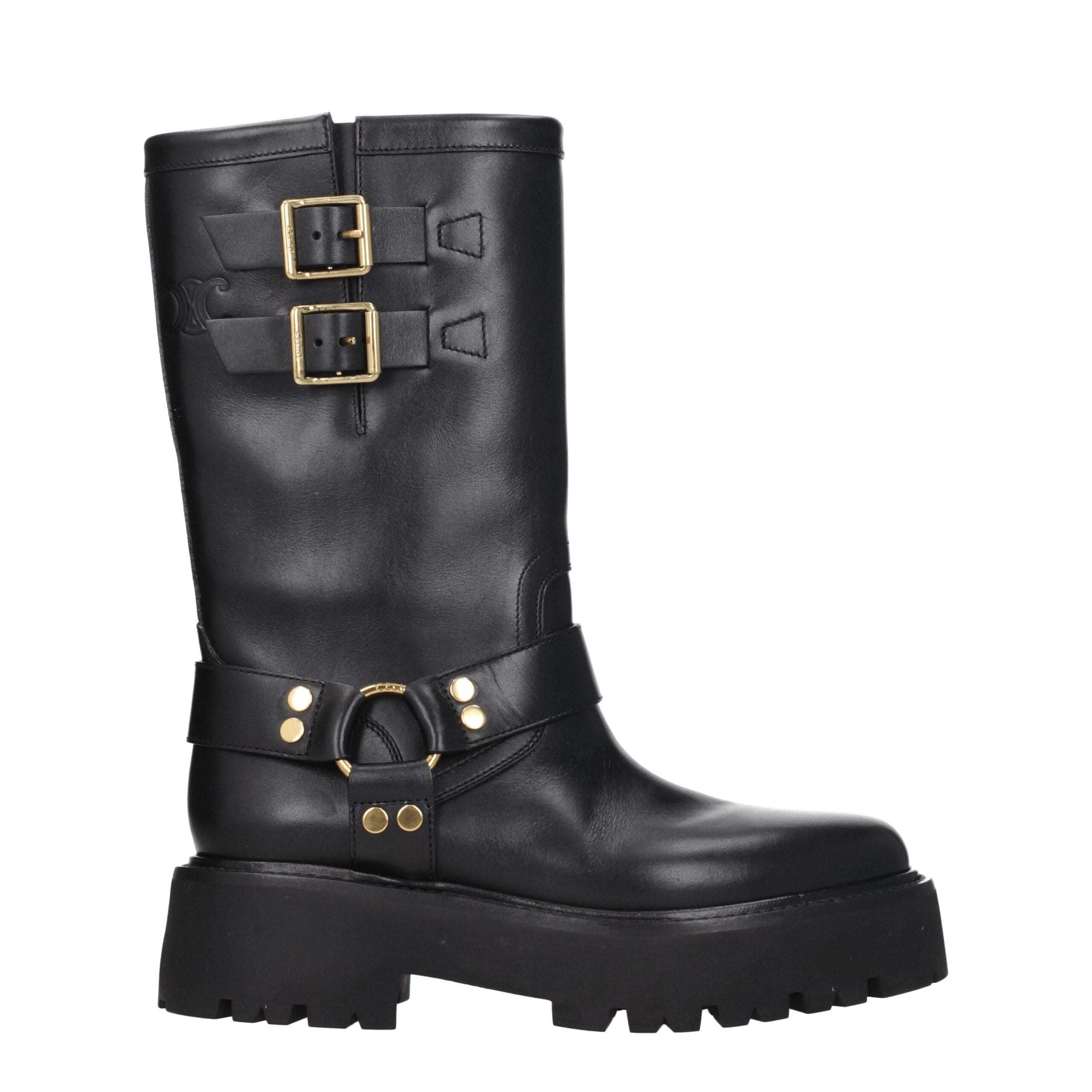 Celine Gold Leather Ankle Boots LUNESCAPE