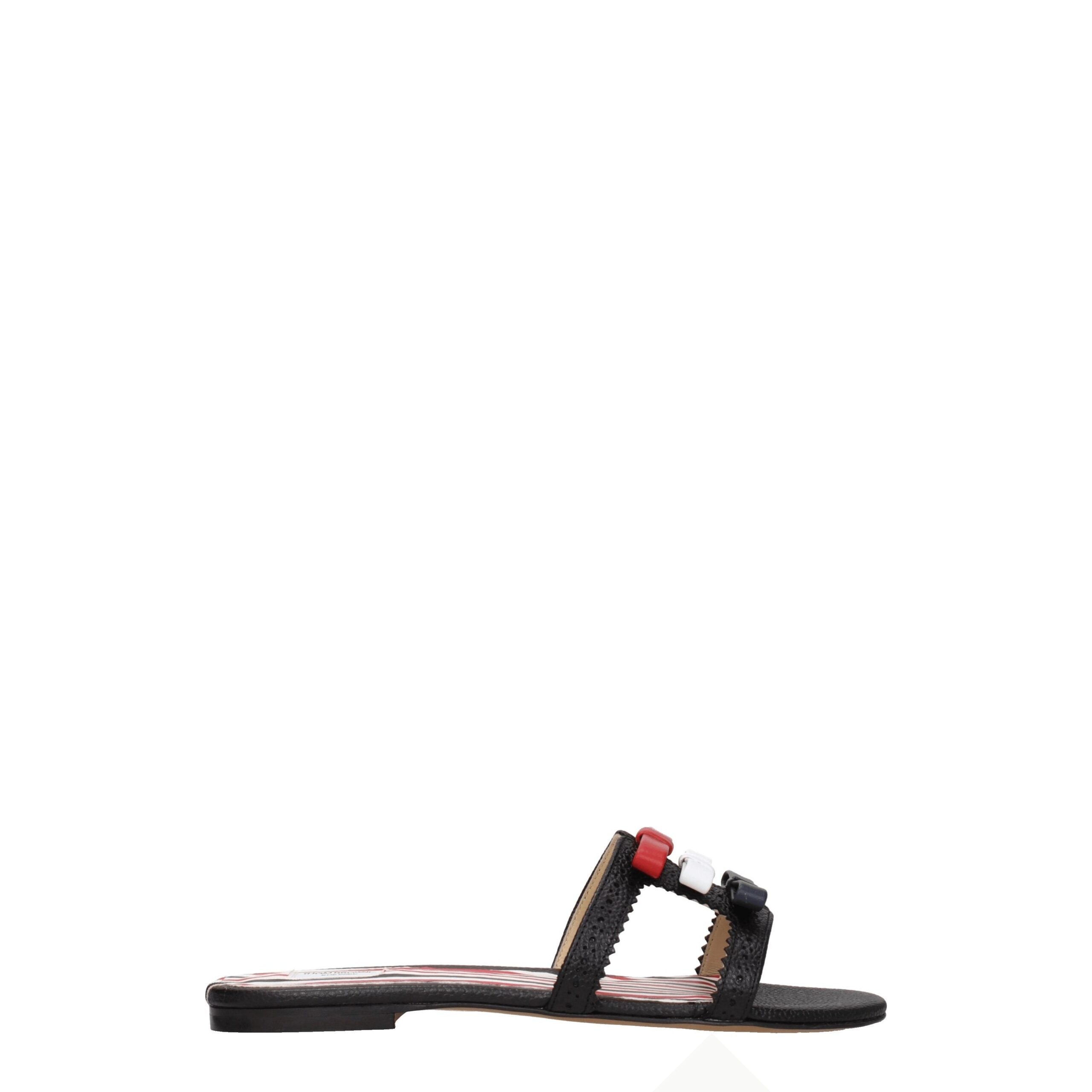 Thom Browne Black Leather Slippers Sandals LUNESCAPE