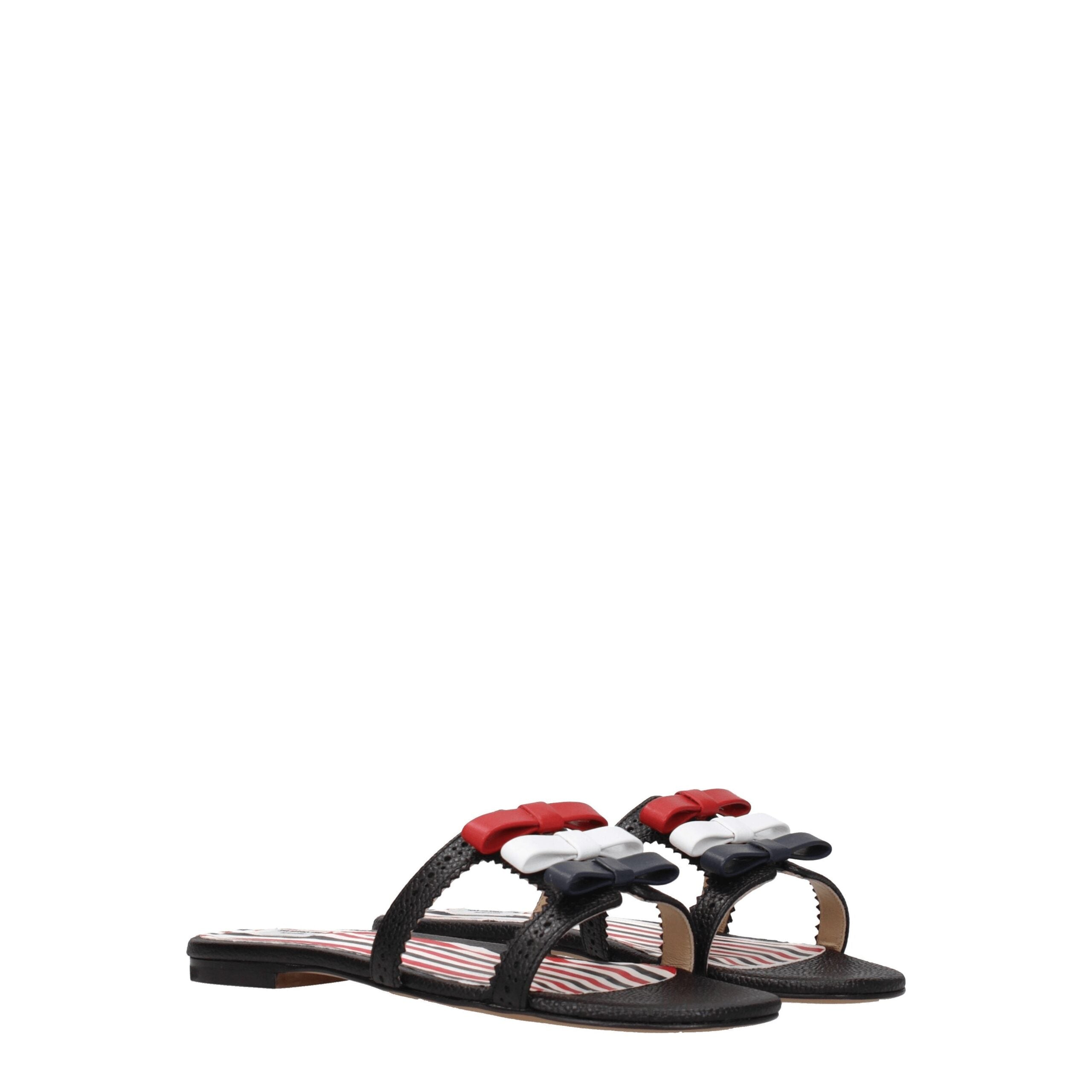 Thom Browne Black Leather Slippers Sandals LUNESCAPE