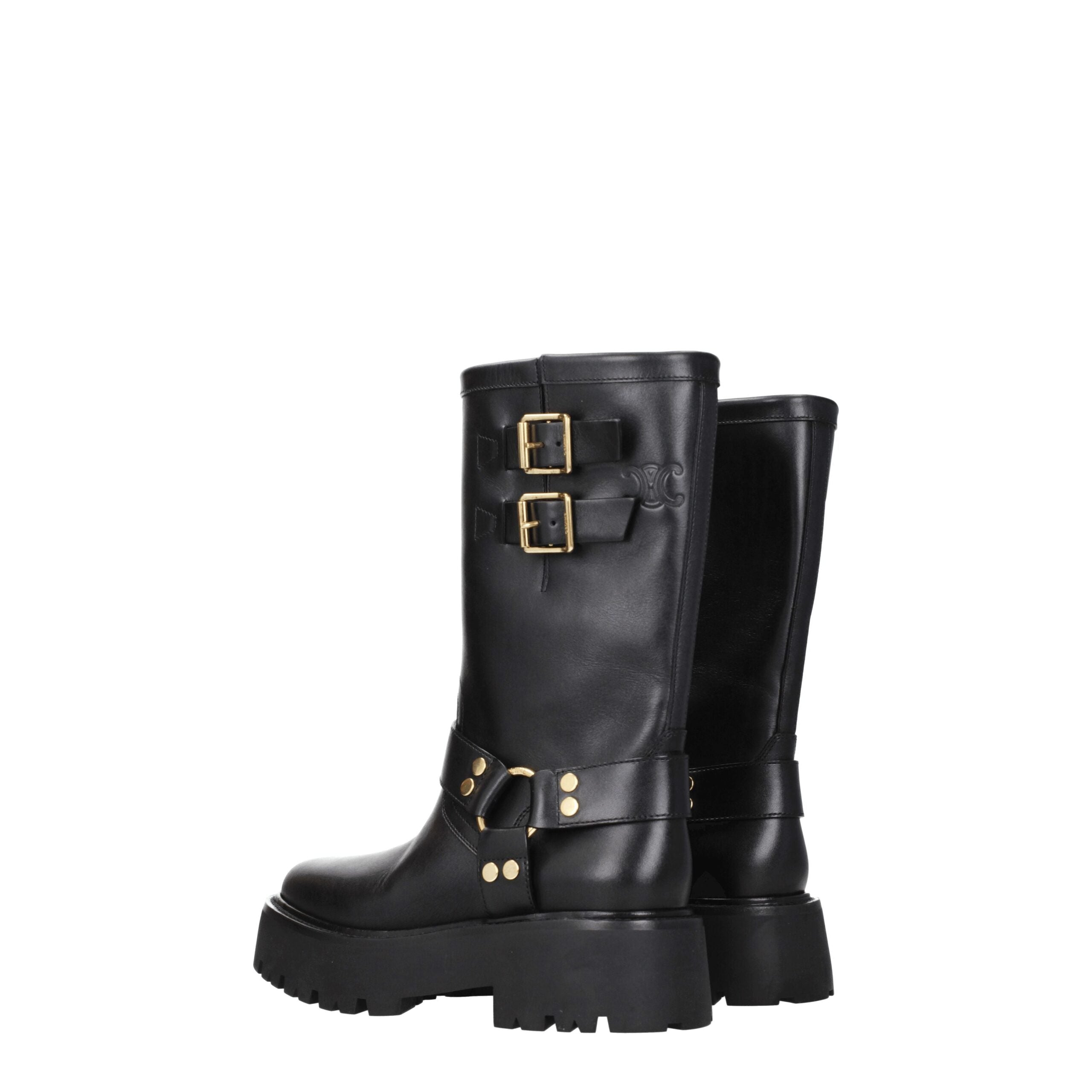 Celine Gold Leather Ankle Boots LUNESCAPE