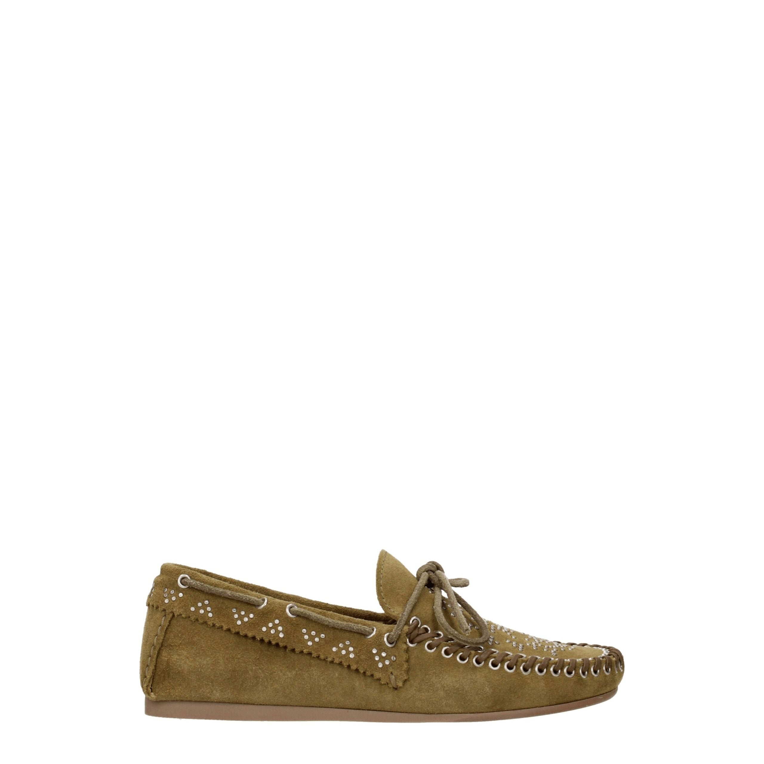 Isabel Marant Green Leather Slip-On Loafers LUNESCAPE