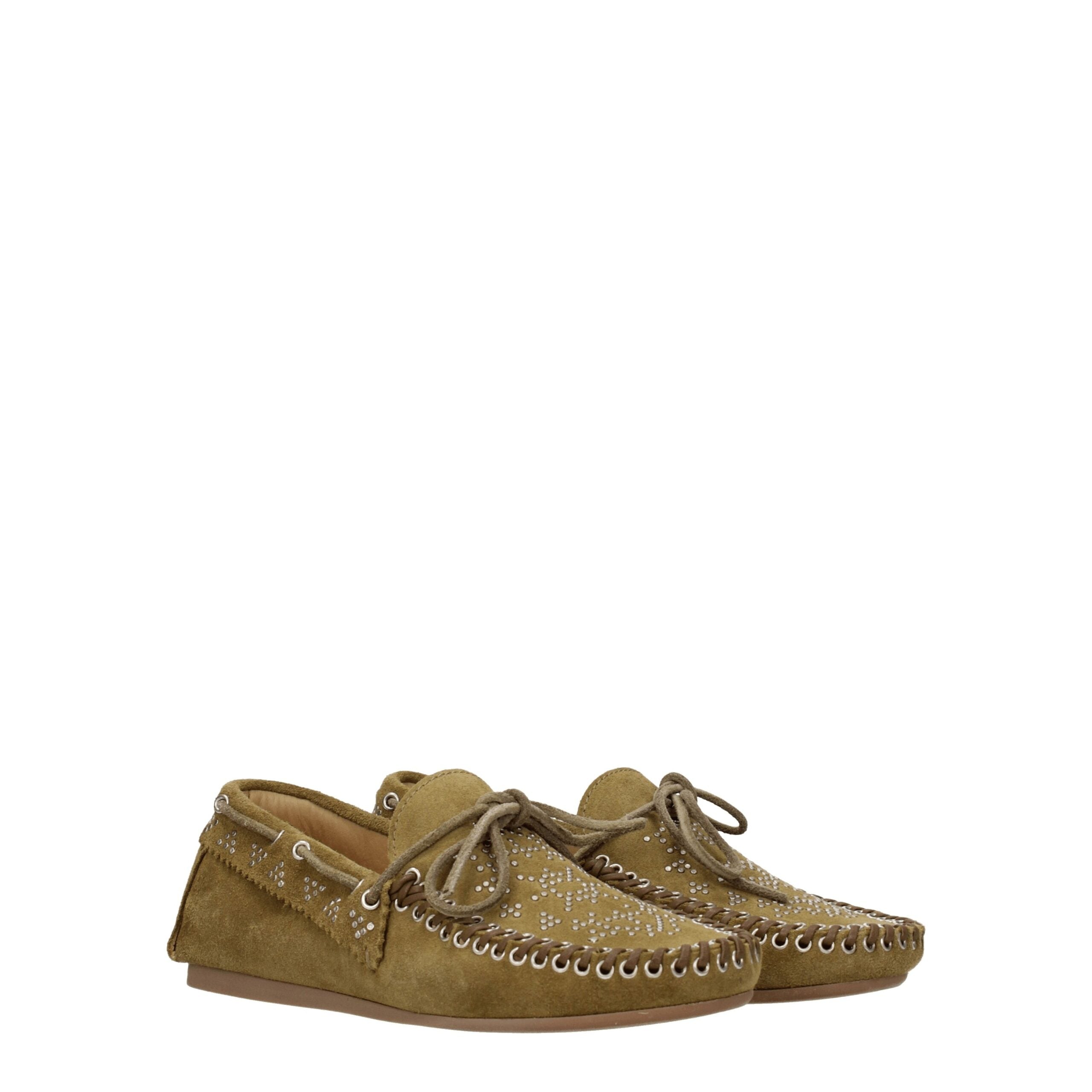 Isabel Marant Green Leather Slip-On Loafers LUNESCAPE