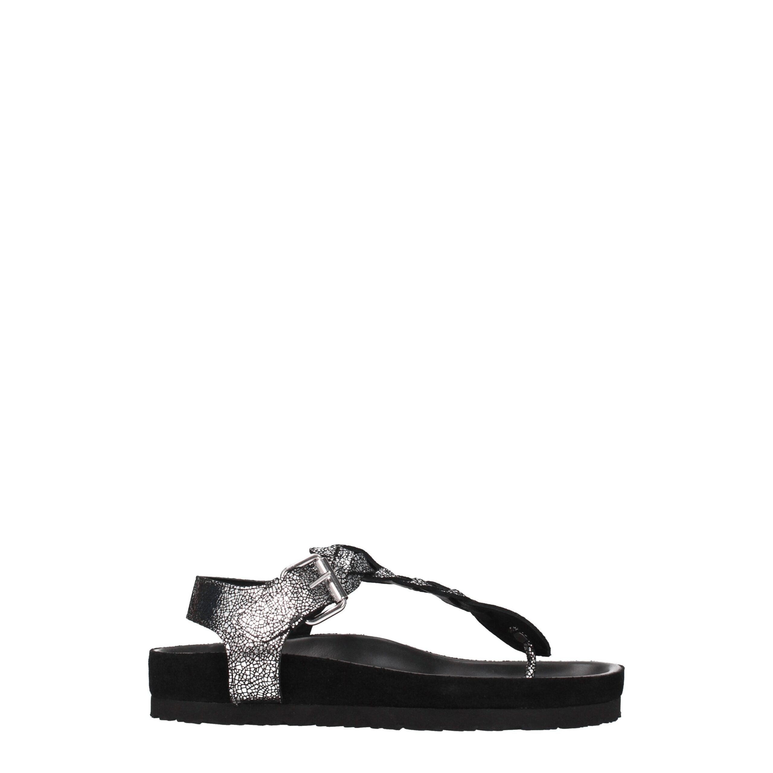 Isabel Marant Black Leather Flip-Flop Sandals LUNESCAPE
