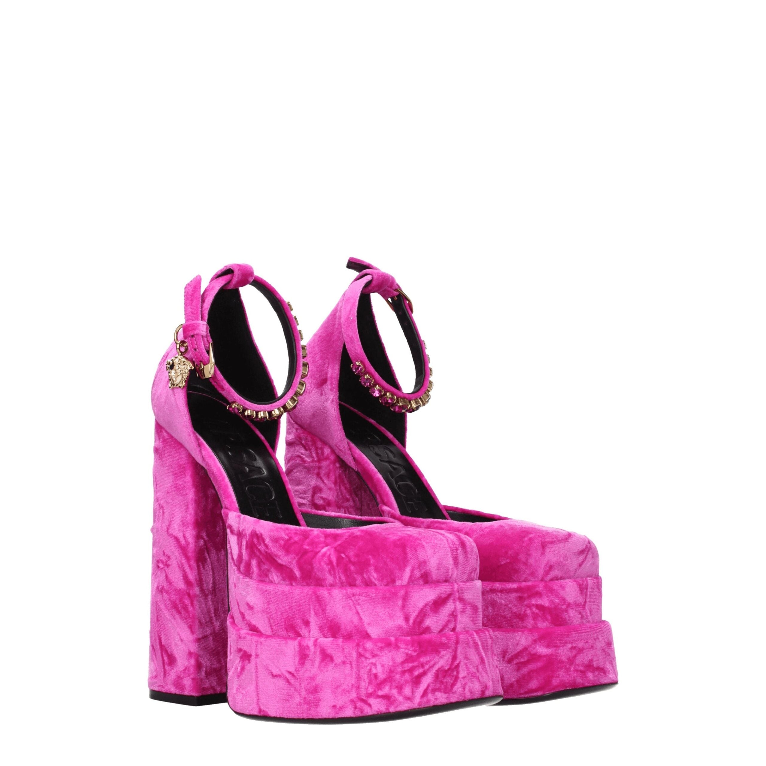 Versace Pink Velvet Platforms LUNESCAPE