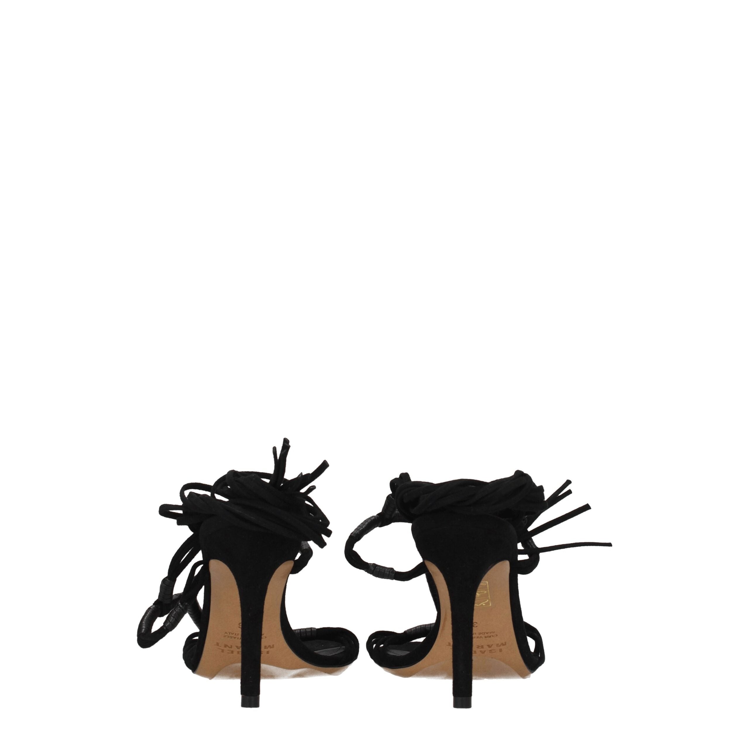 Isabel Marant Black Leather Stiletto Heels Sandals LUNESCAPE