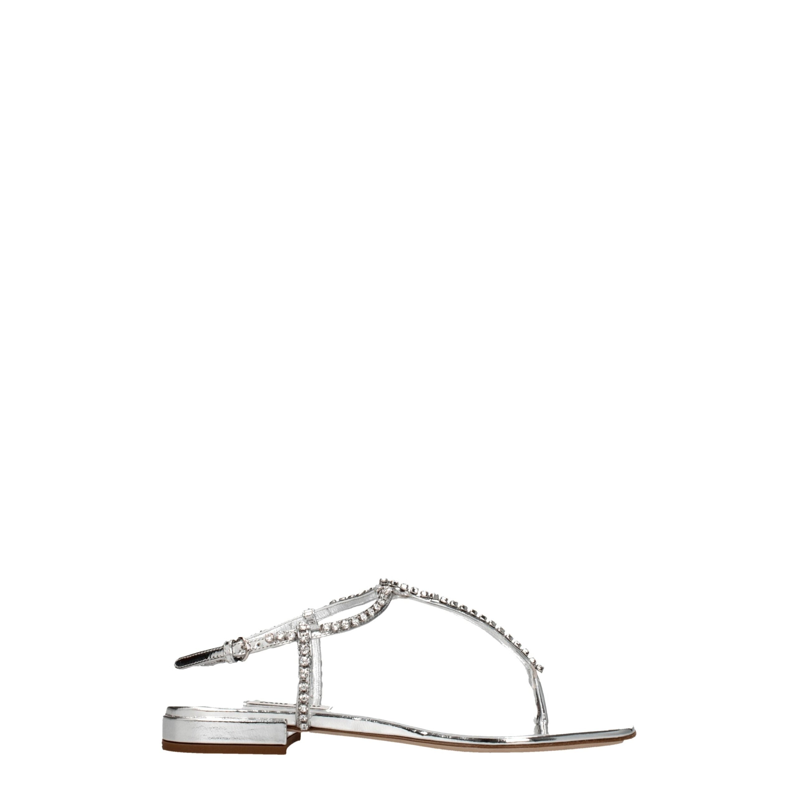 Miu Miu Gray Leather Flip-Flop Sandals LUNESCAPE