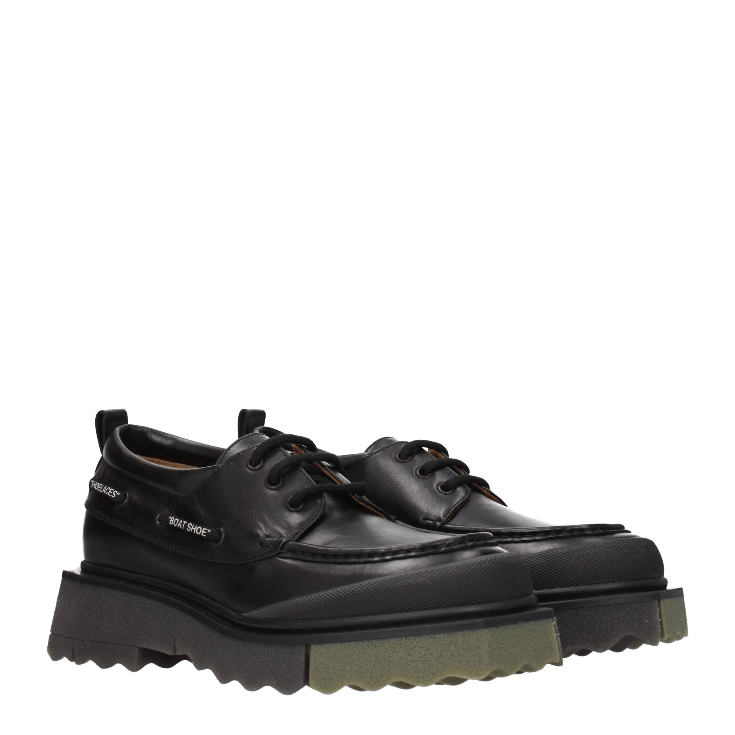 Off-White Black Leather Slip-On Loafers LUNESCAPE