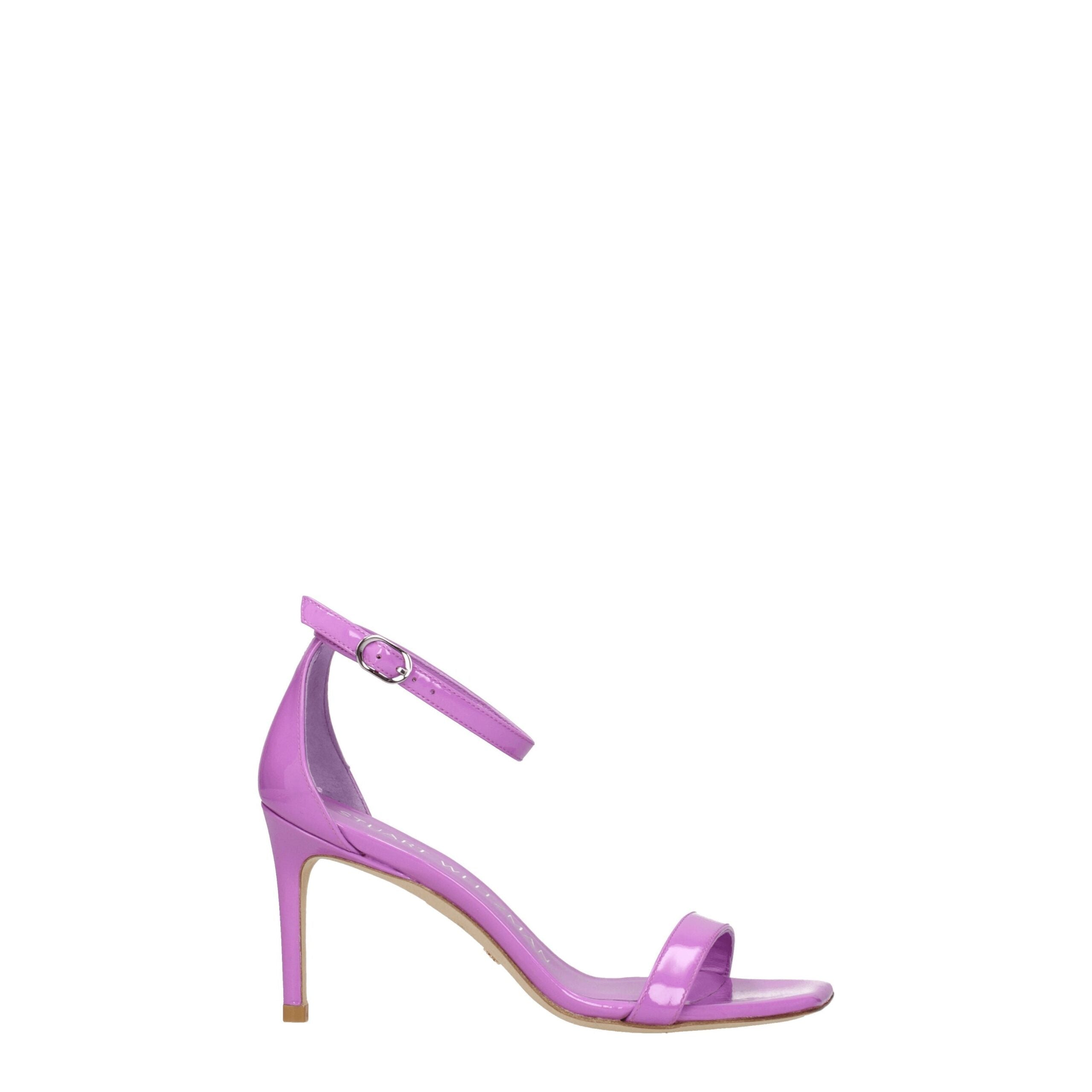 Stuart Weitzman Purple Leather Stiletto Heels Sandals LUNESCAPE