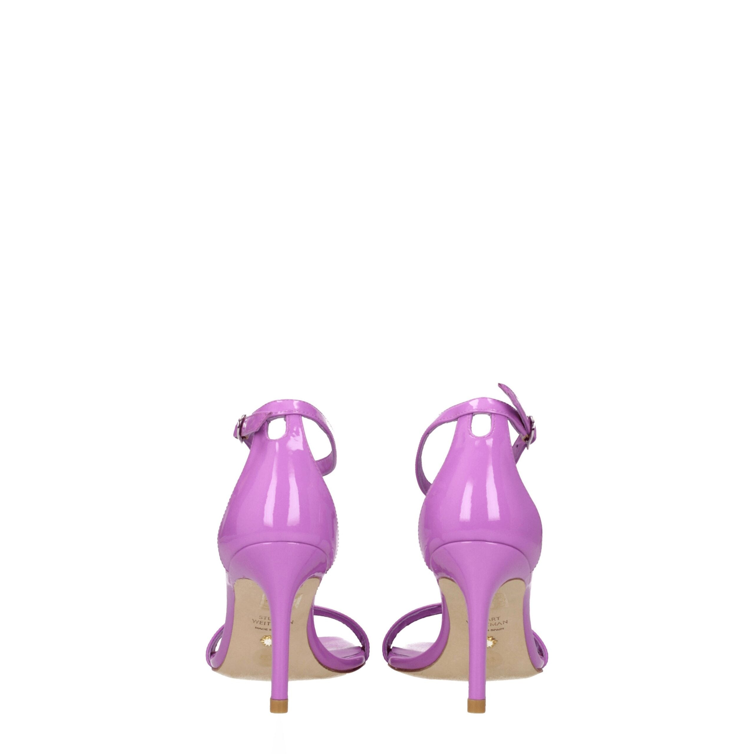 Stuart Weitzman Purple Leather Stiletto Heels Sandals LUNESCAPE