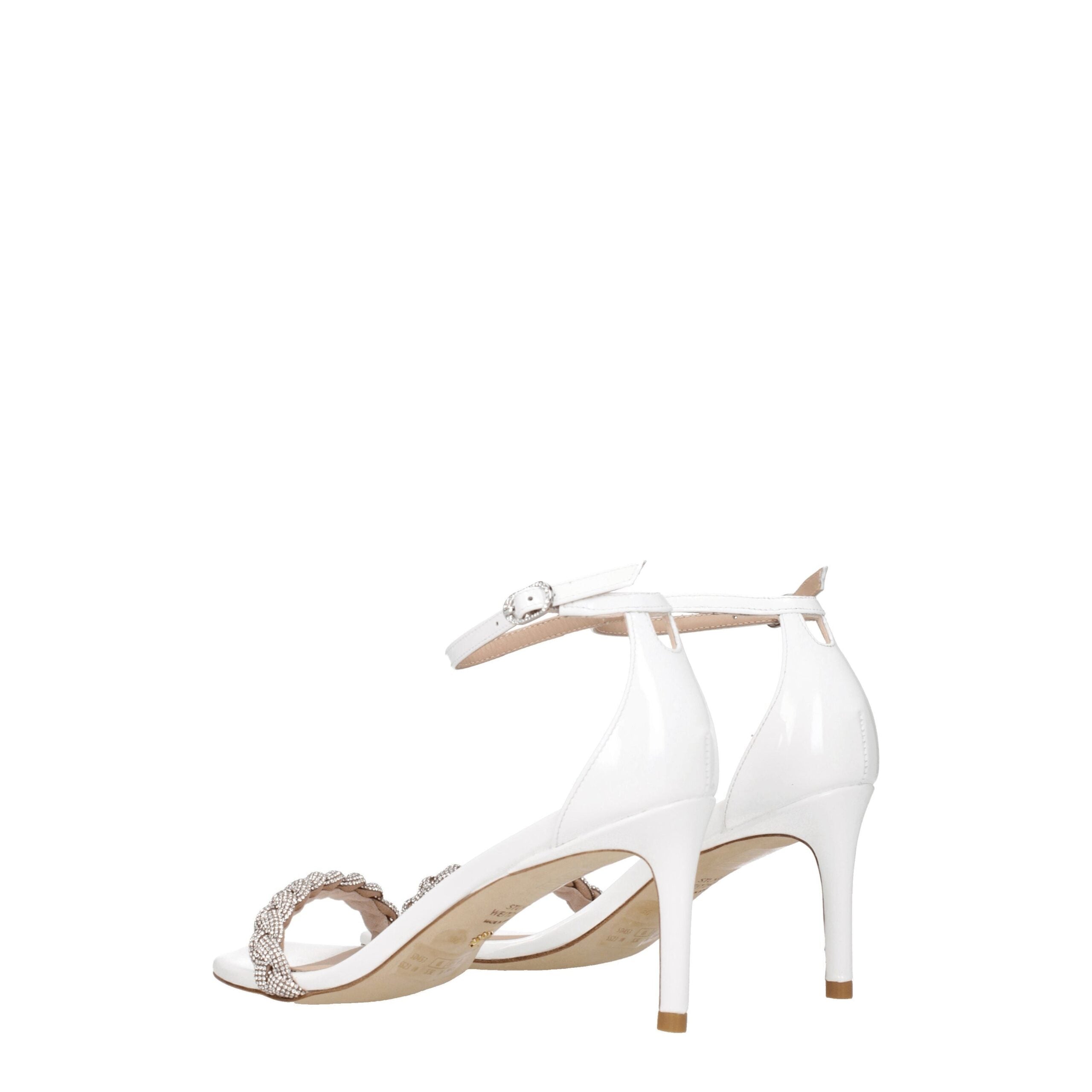 Stuart Weitzman White Leather Stiletto Heels Sandals LUNESCAPE