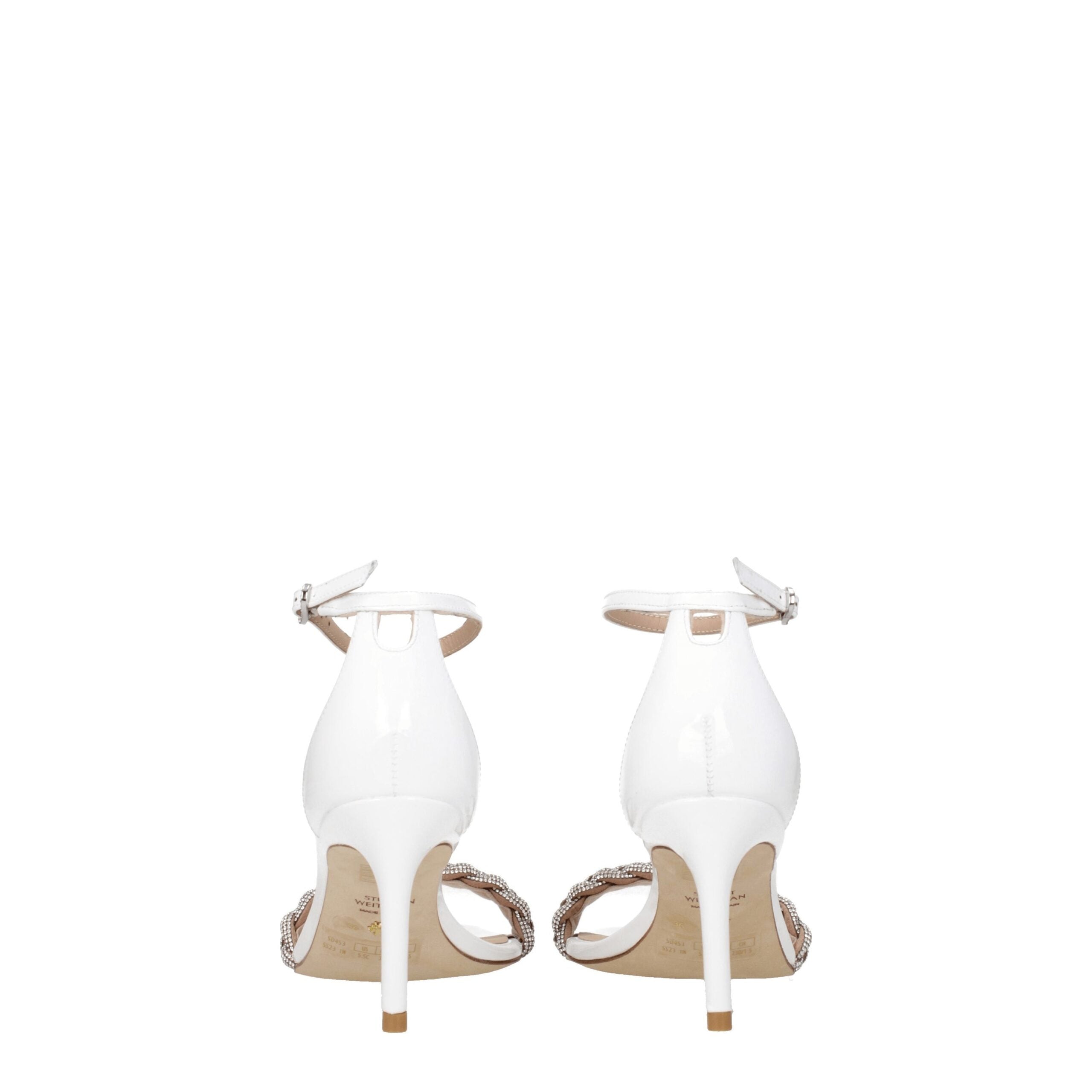 Stuart Weitzman White Leather Stiletto Heels Sandals LUNESCAPE