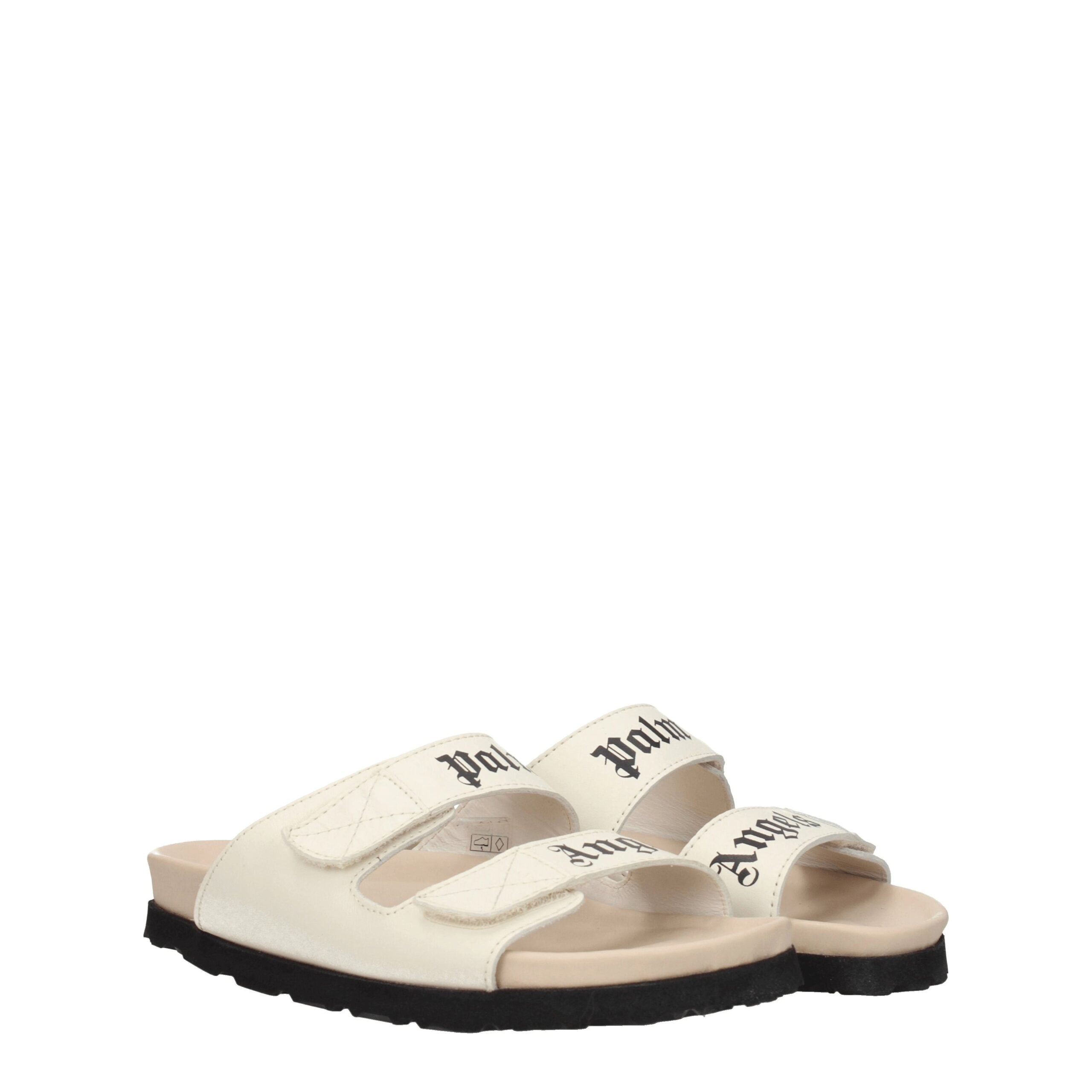 Palm Angels Beige Leather Flat Sandals LUNESCAPE