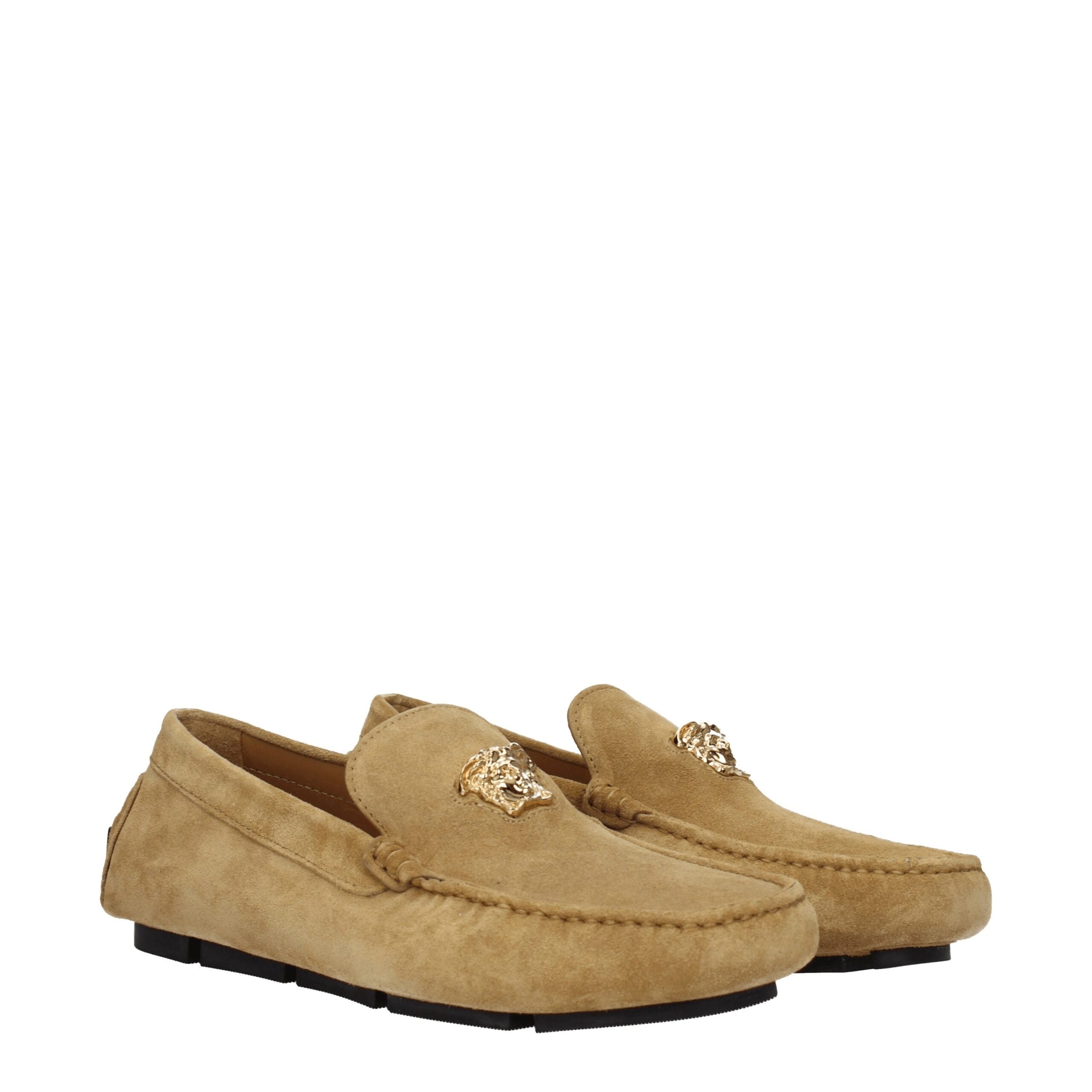 Versace Beige Leather Slip-On Loafers LUNESCAPE