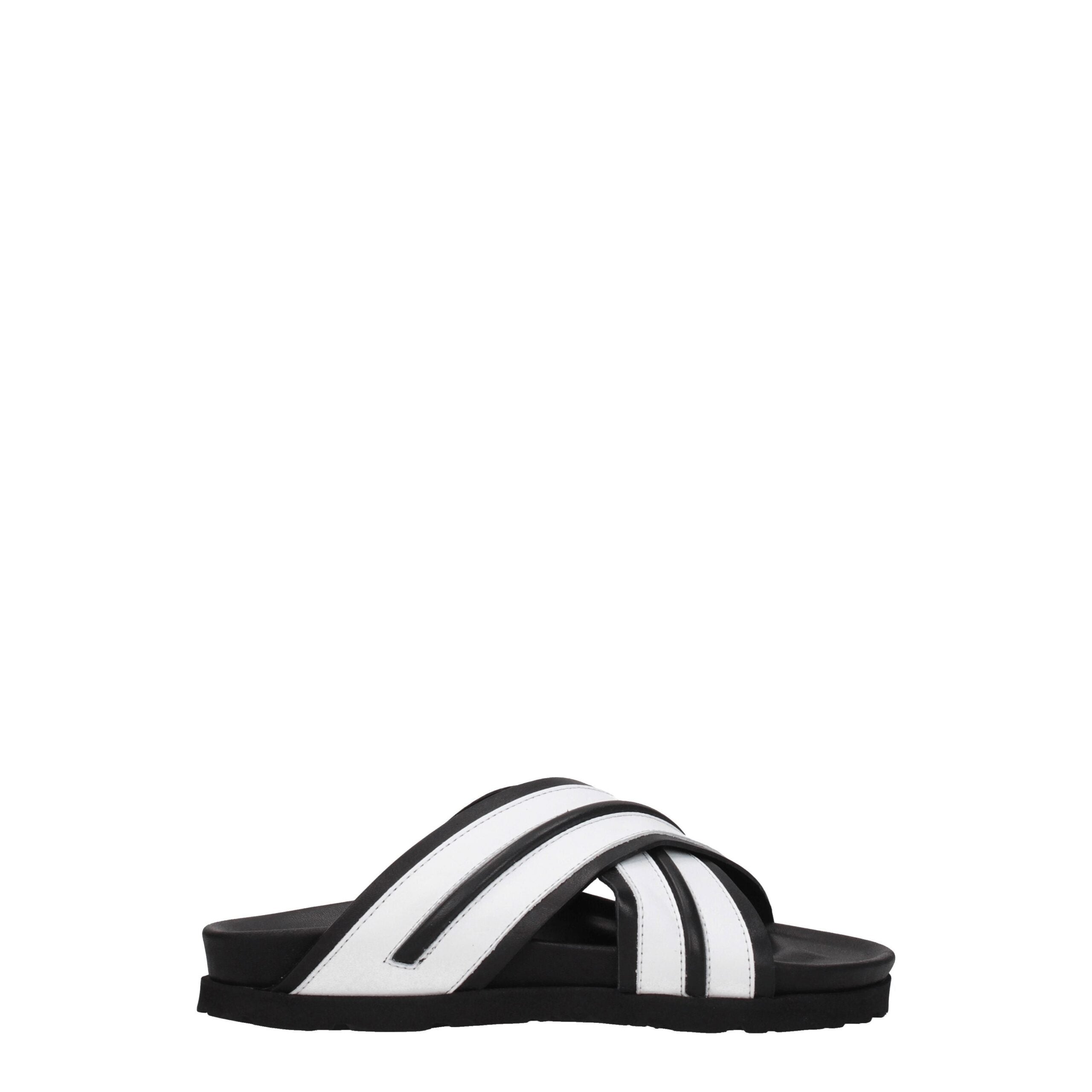 Palm Angels White Leather Slippers Sandals LUNESCAPE